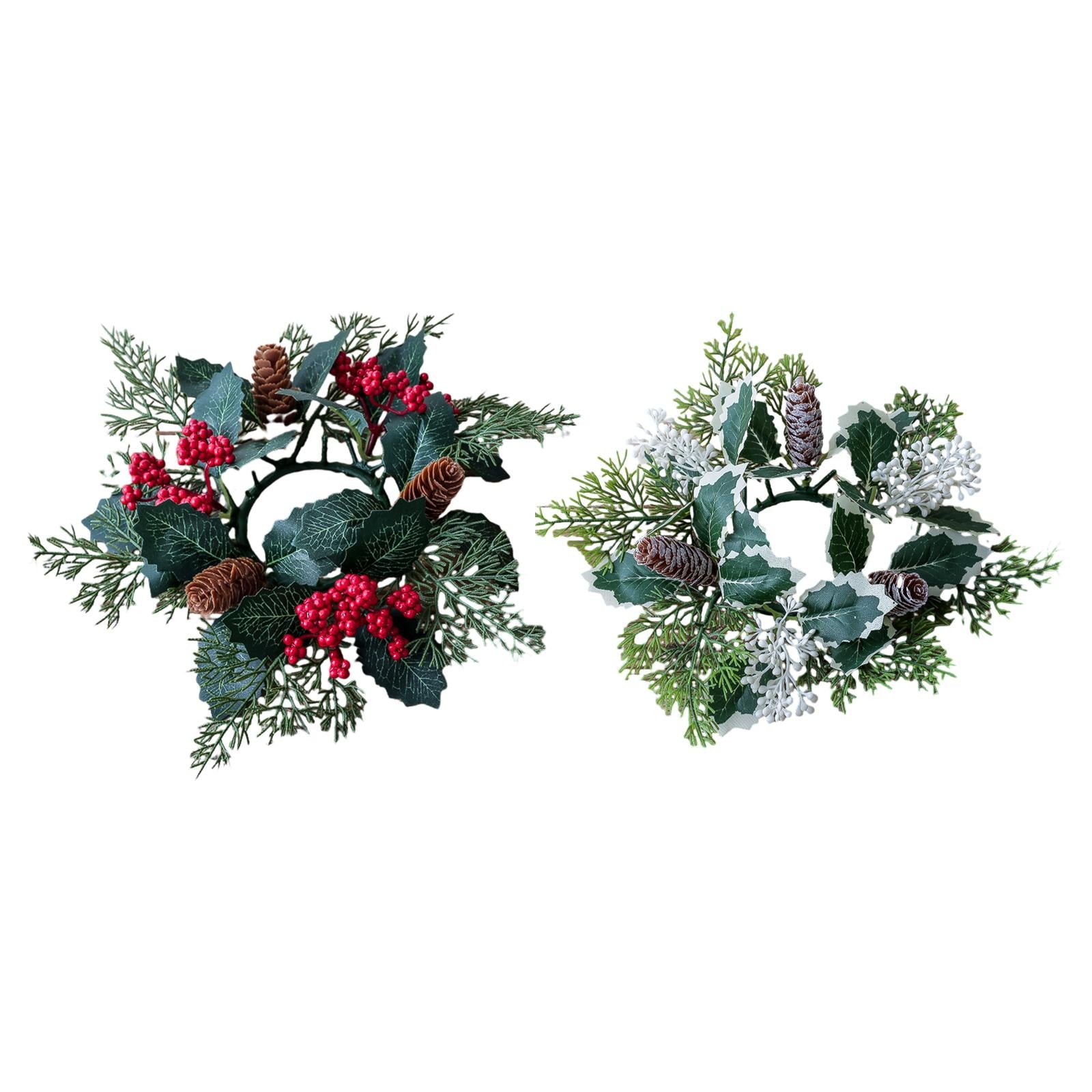 3xBerries Candle Garland Rings 11.02'' Pillar Candle Rings for Bar Wedding red