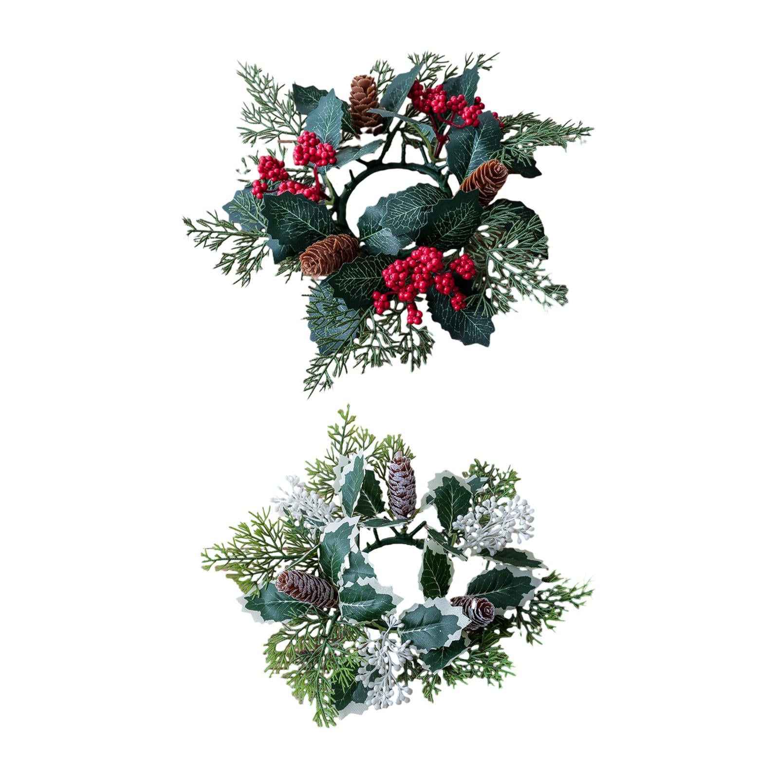 5xBerries Candle Garland Rings 11.02'' Pillar Candle Rings for Bar Wedding red