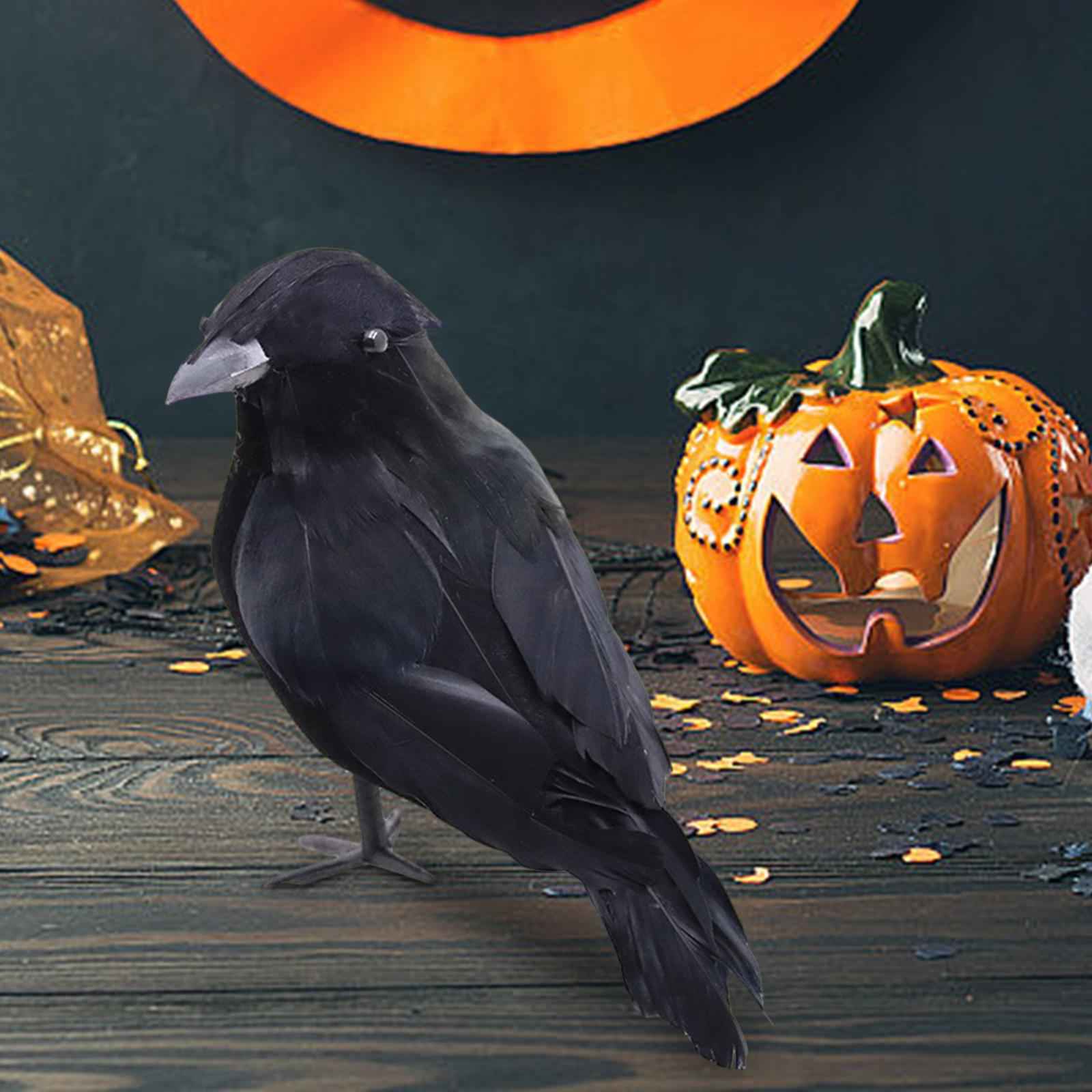 Halloween Crows Realistic Black Feathered Crows for Fancy Costumes Yard Lawn Style B