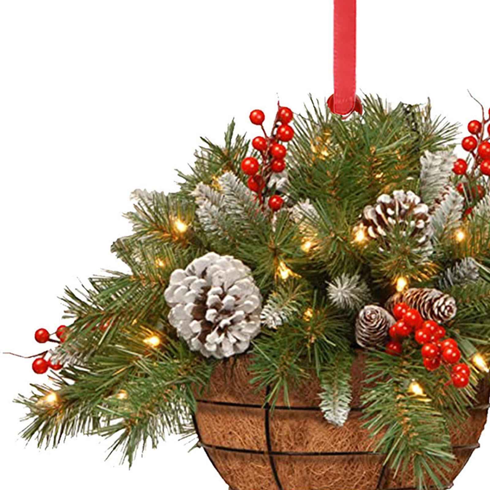 Flower Basket Wreath Decor Spring Summer Wreath for Christmas Tree Home Wall Style E
