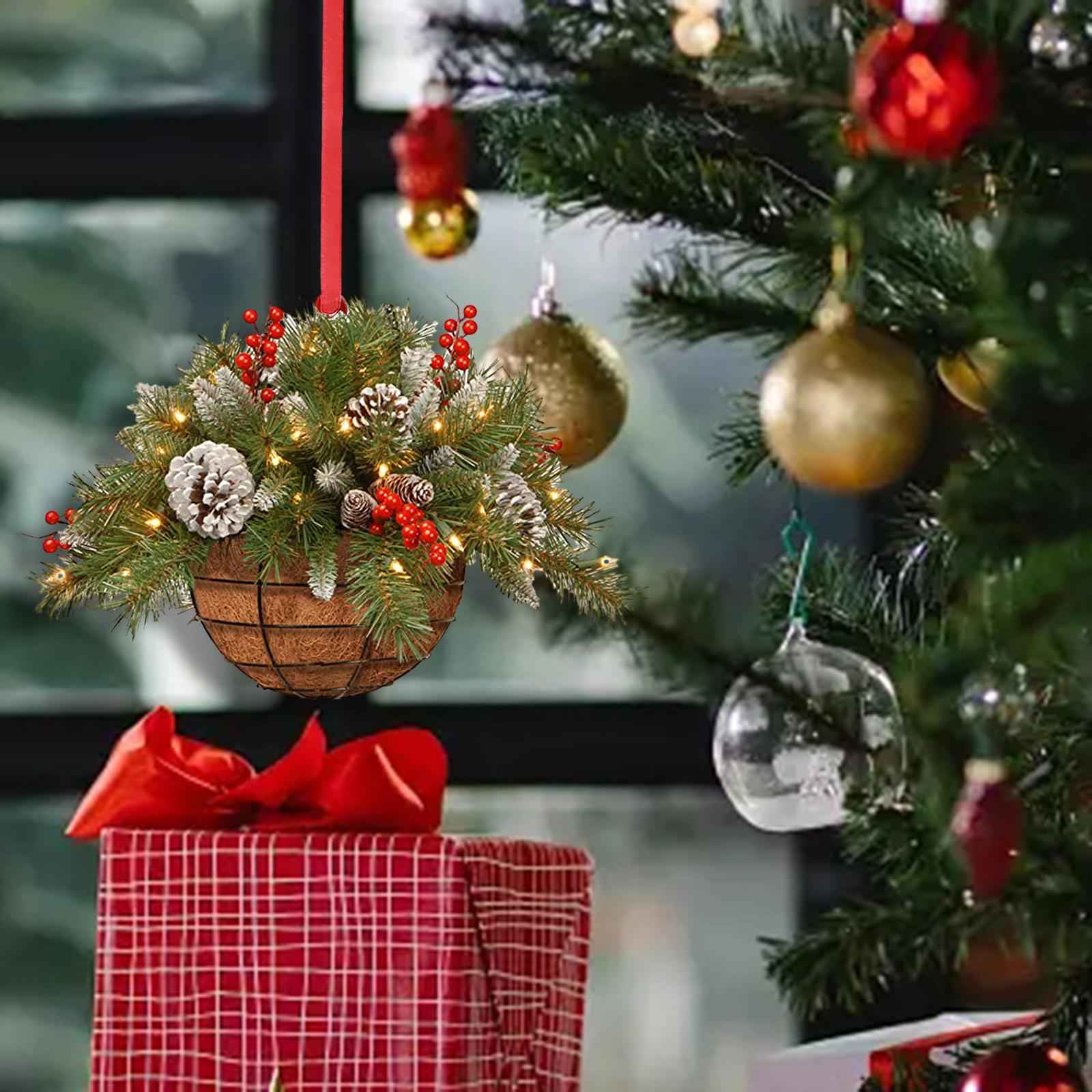 Flower Basket Wreath Decor Spring Summer Wreath for Christmas Tree Home Wall Style E