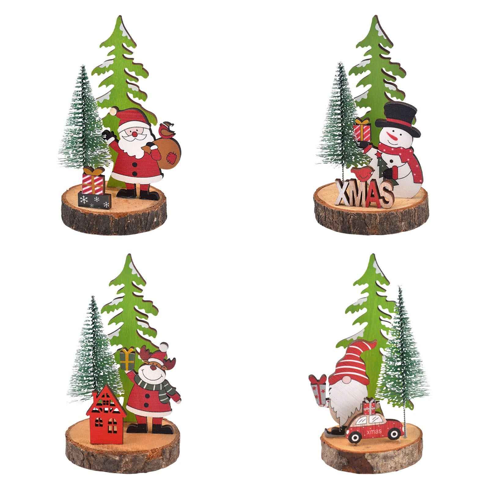 Wooden Christmas Table Decor Table Top Decoration for Holiday Fireplace Home Santa Claus