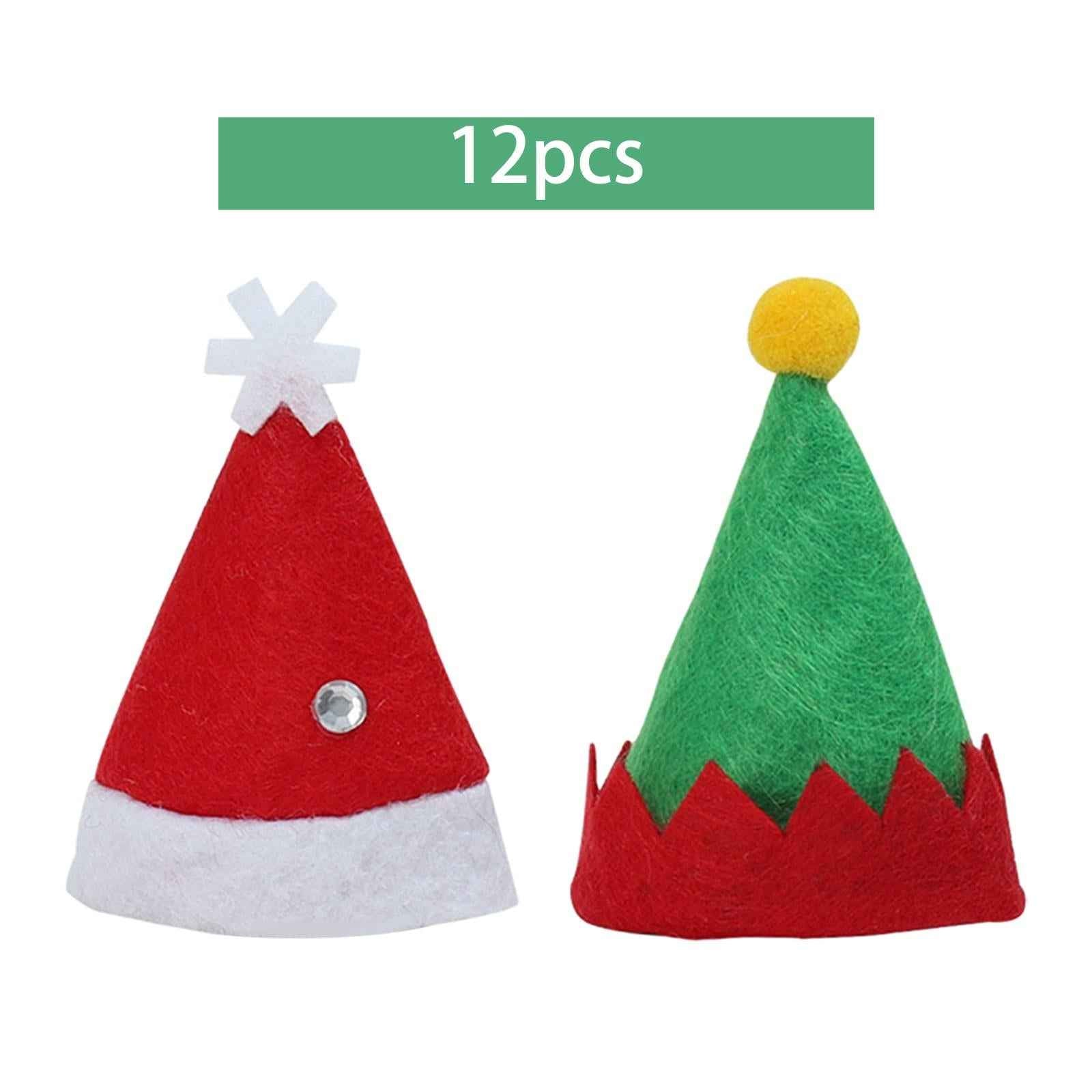 12x Christmas Hat Santa Claus Xmas Hat Cap for Adults Stage Performance Prom Red