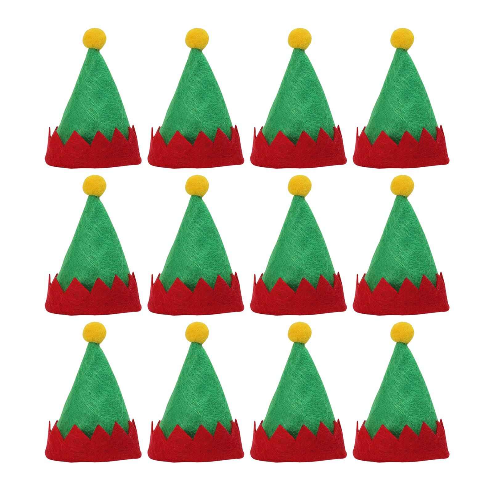 12x Christmas Hat Santa Claus Xmas Hat Cap for Adults Stage Performance Prom Green