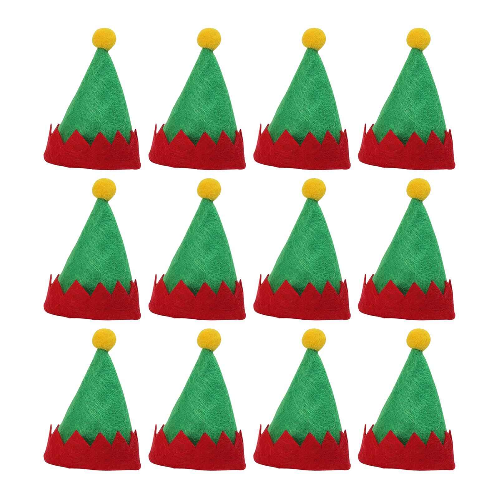 12x Christmas Hat Santa Claus Xmas Hat Cap for Adults Stage Performance Prom Green