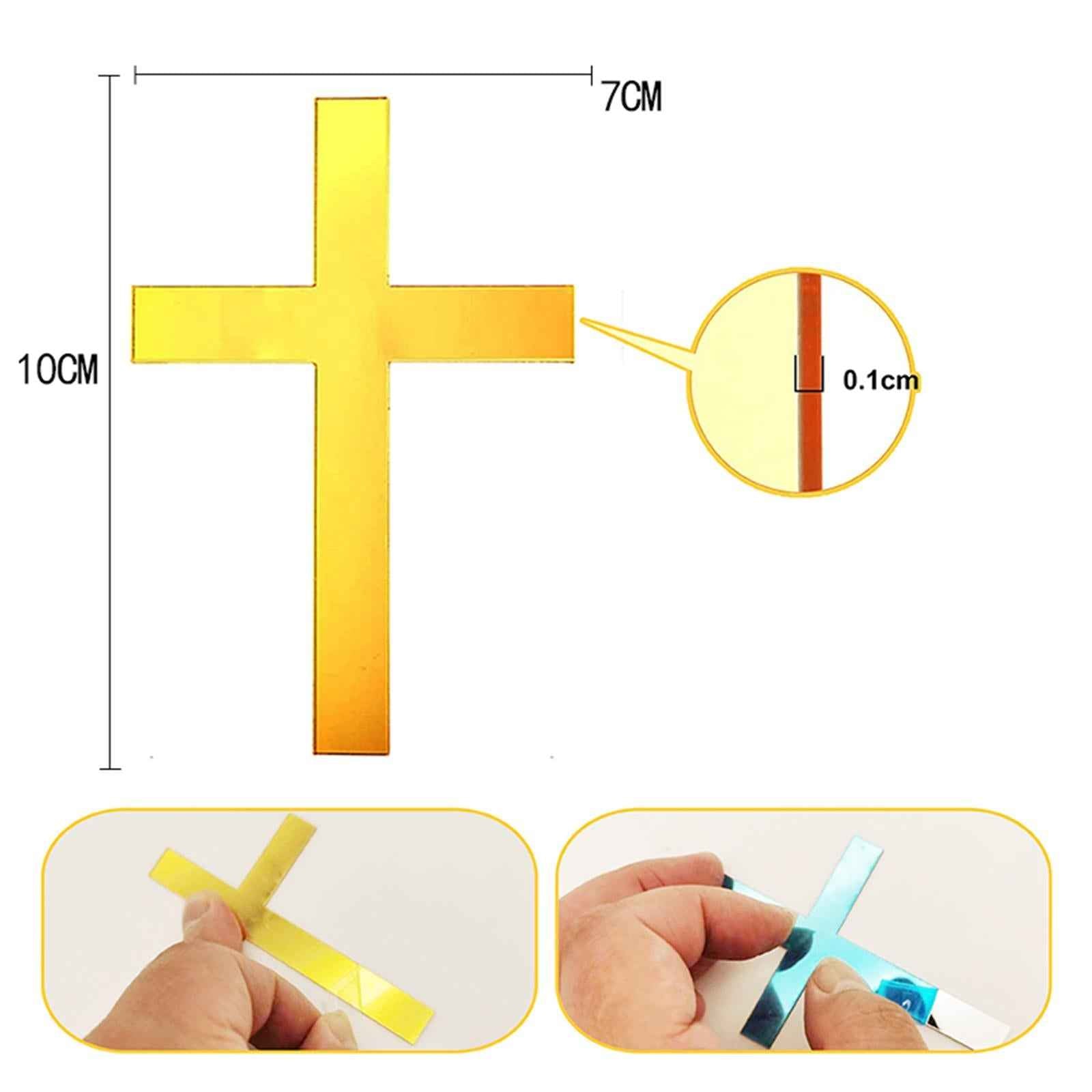 10 Pieces Acrylic Cross Cake Topper Durable for Wedding Holidays Anniversary Gold
