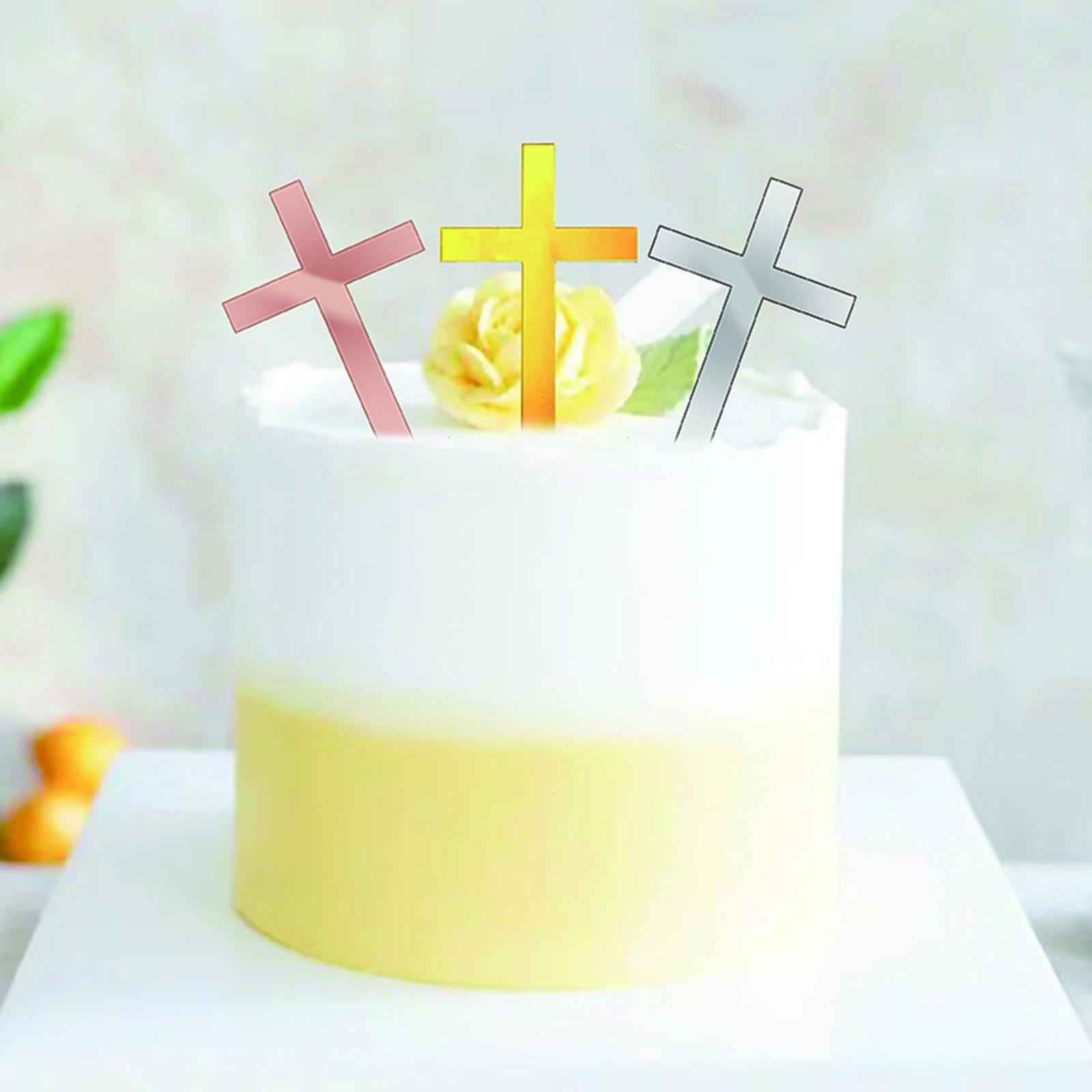 10 Pieces Acrylic Cross Cake Topper Durable for Wedding Holidays Anniversary Gold