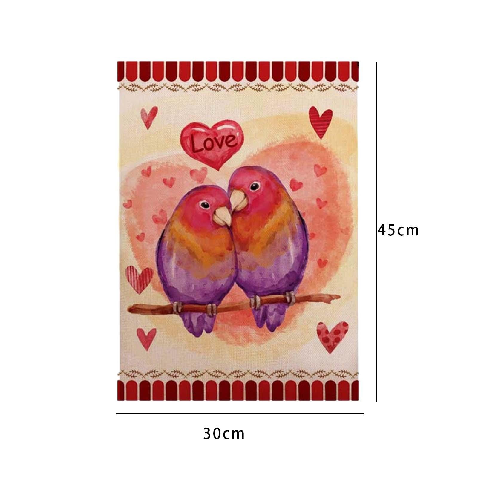 2xValentine's Day Flag Double Sided Hanging Decoration for Porch Lawn Backyard Style E