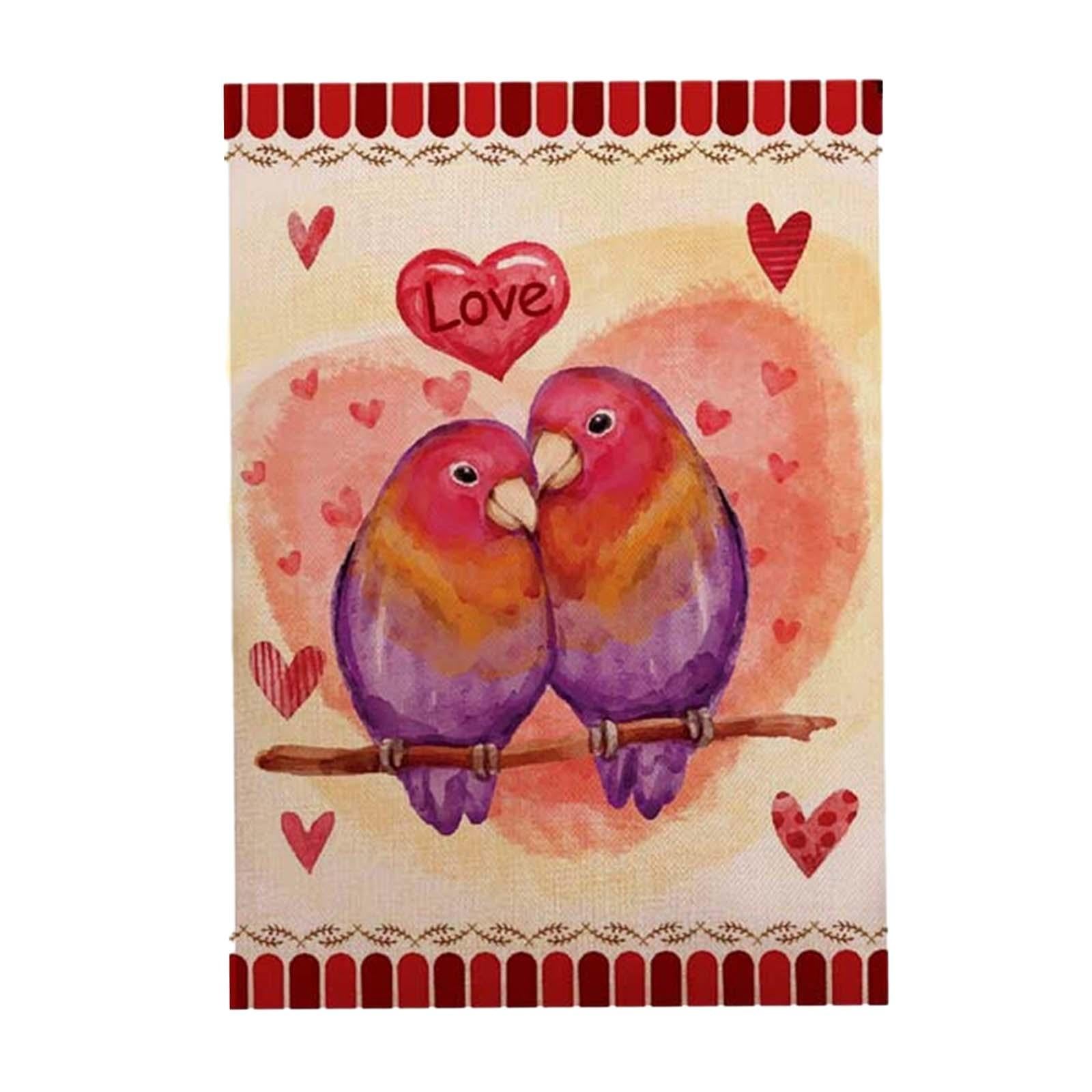 2xValentine's Day Flag Double Sided Hanging Decoration for Porch Lawn Backyard Style E