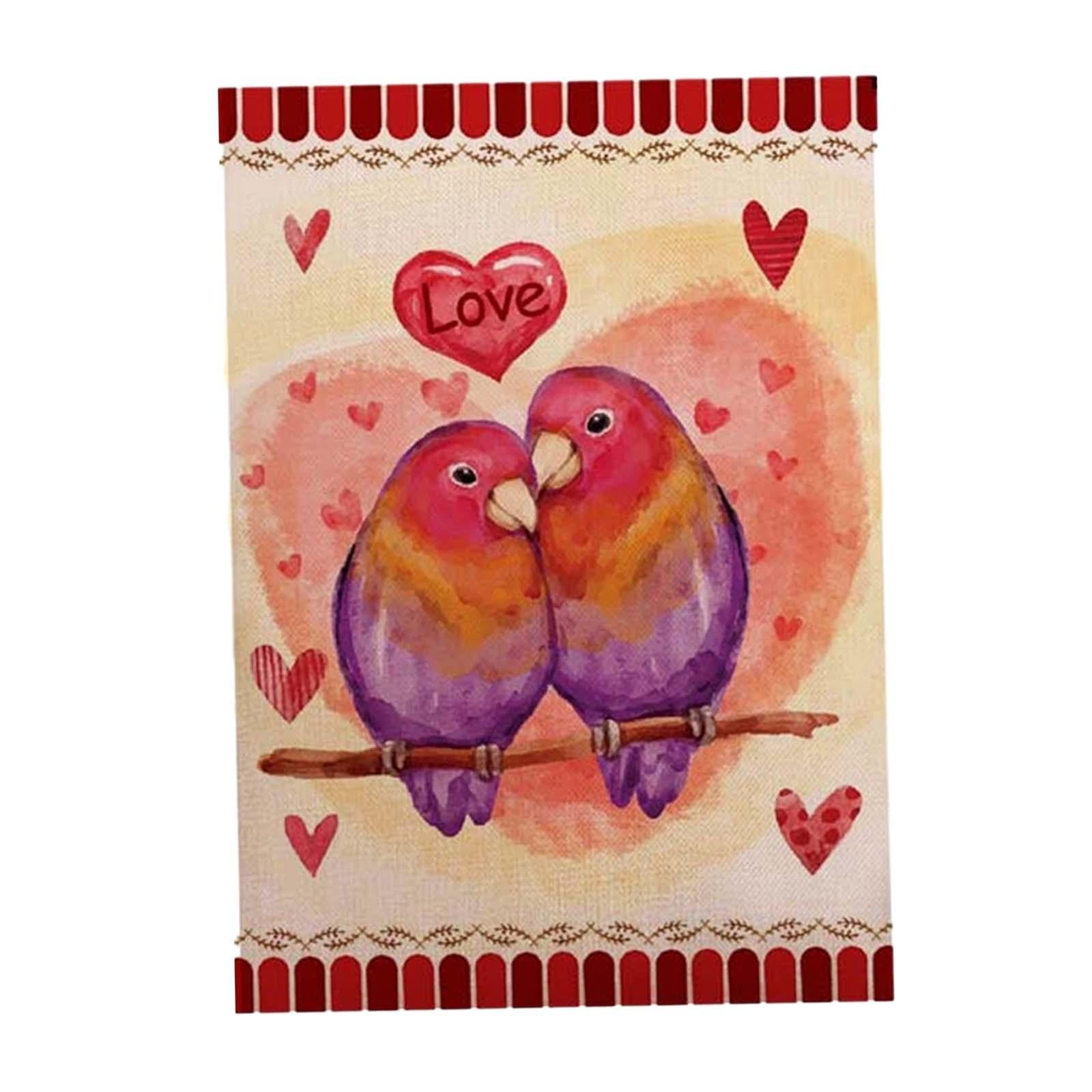 2xValentine's Day Flag Double Sided Hanging Decoration for Porch Lawn Backyard Style E