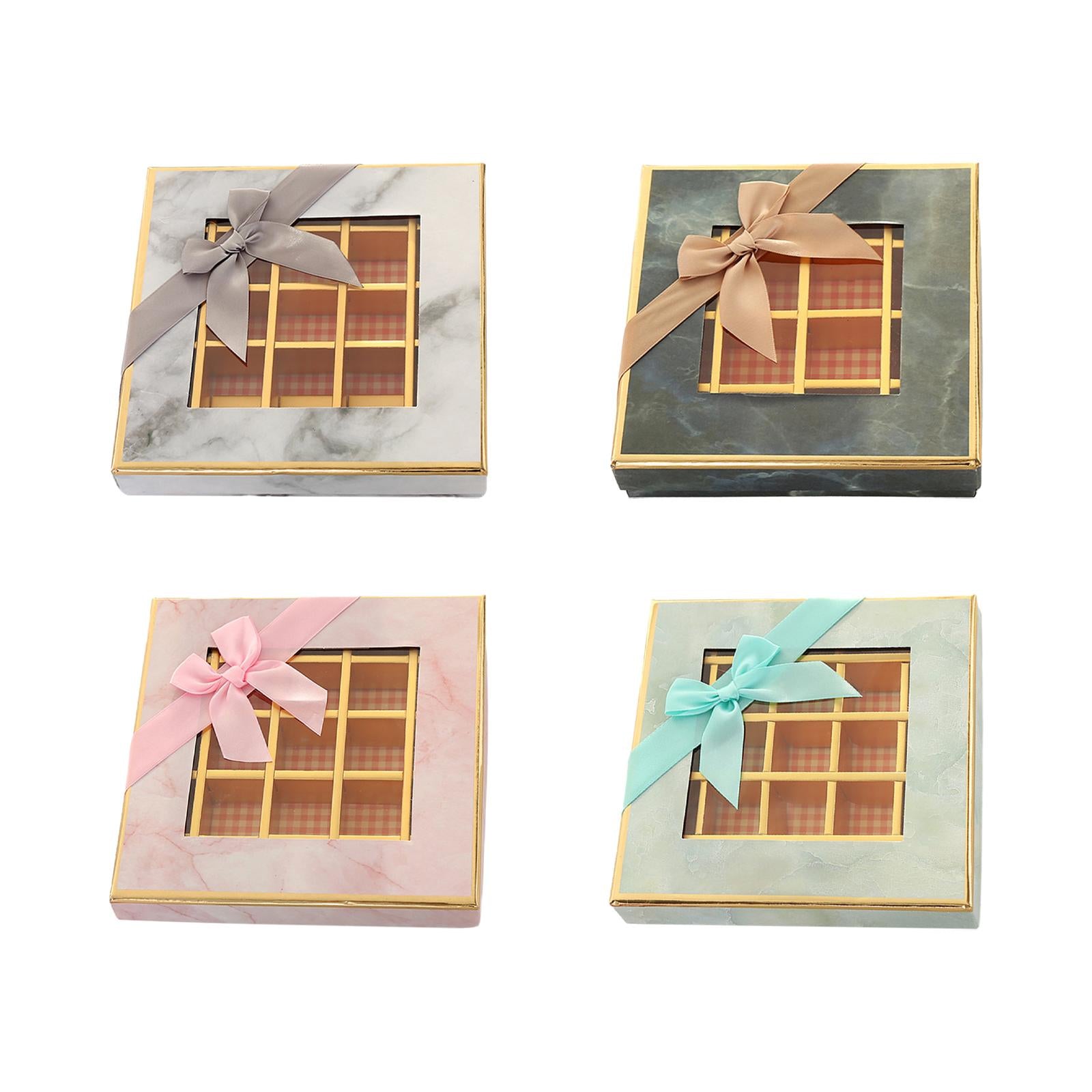 2xChocolate Display Box 9 Grids Trendy Candy Box for Wedding Holiday Birthday Gray