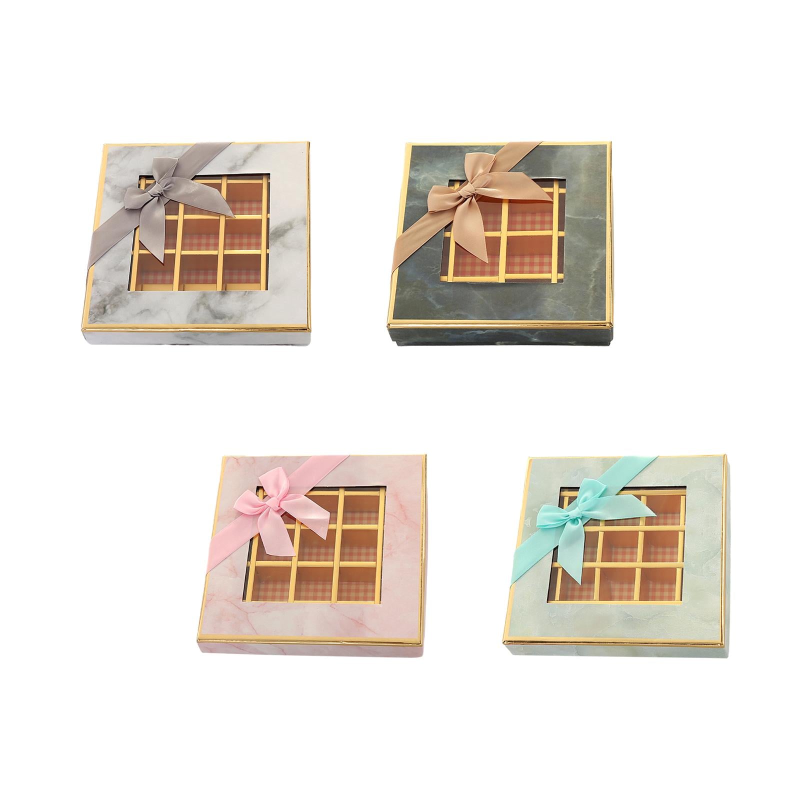 3xChocolate Display Box 9 Grids Trendy Candy Box for Wedding Holiday Birthday Gray