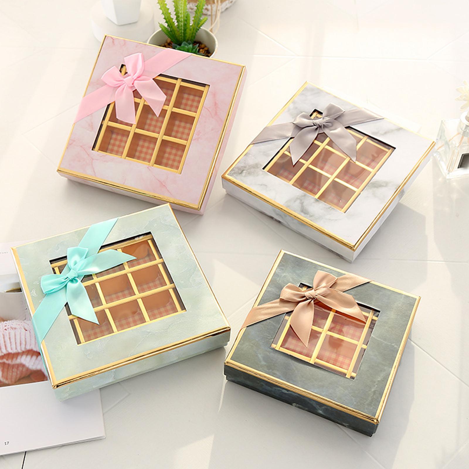 3xChocolate Display Box 9 Grids Trendy Candy Box for Wedding Holiday Birthday Gray