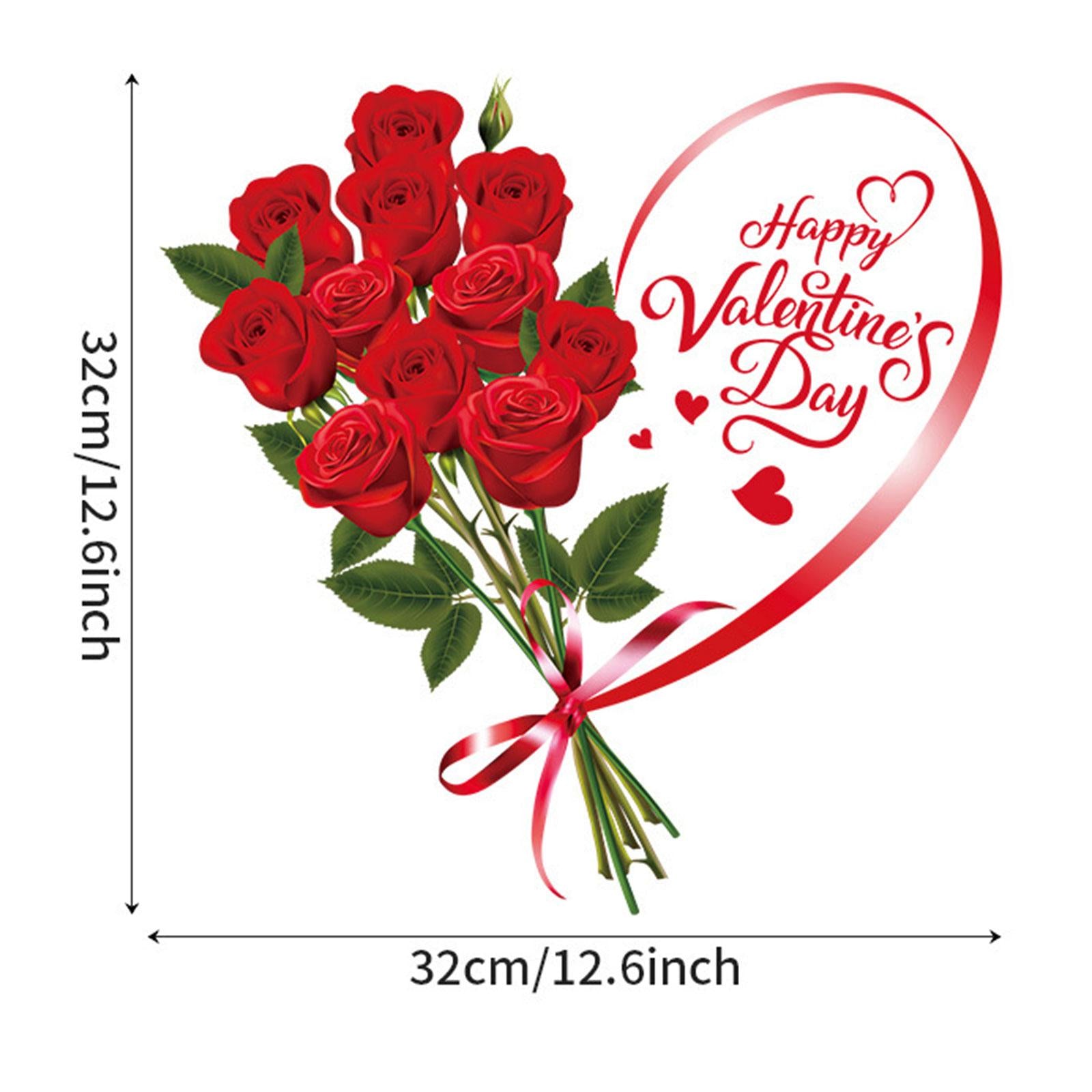 2xValentine's Day Window Sticker Roses Art Decal for Party Wedding Anniversary Style D