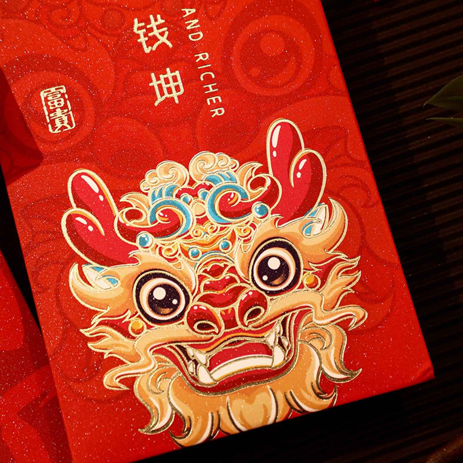 6Pcs Chinese New Year Red Envelopes Lucky Money for Birthday Spring Festival