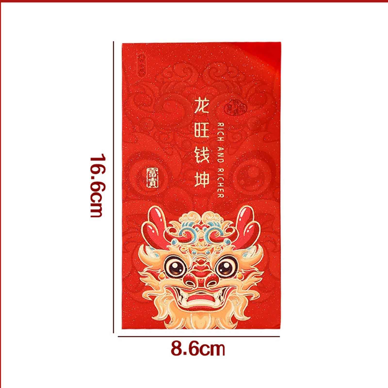 6Pcs Chinese New Year Red Envelopes Lucky Money for Birthday Spring Festival