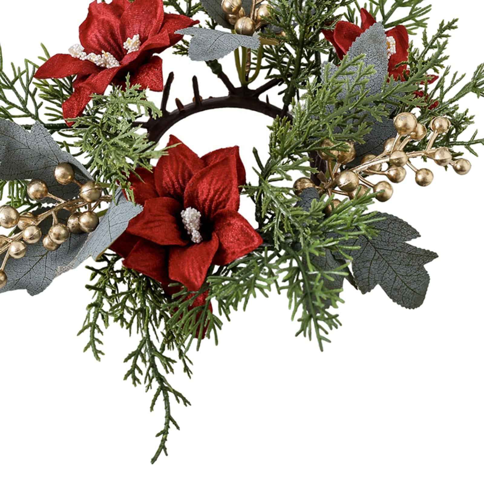 Christmas Candle Ring Wreath 25cm Garland for Table Centerpiece Holiday Xmas Green