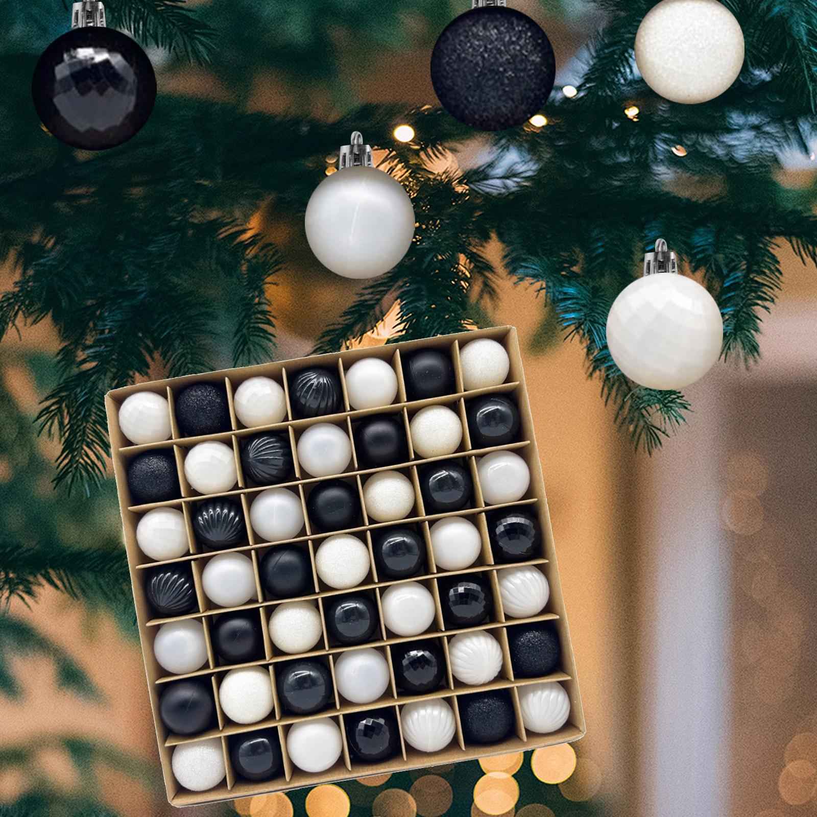 49x Christmas Balls Ornaments Christmas Tree Pendants for Home Wedding Party Black White