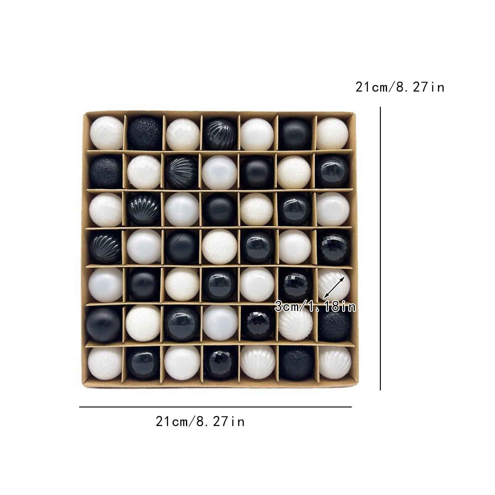 49x Christmas Balls Ornaments Christmas Tree Pendants for Home Wedding Party Black White