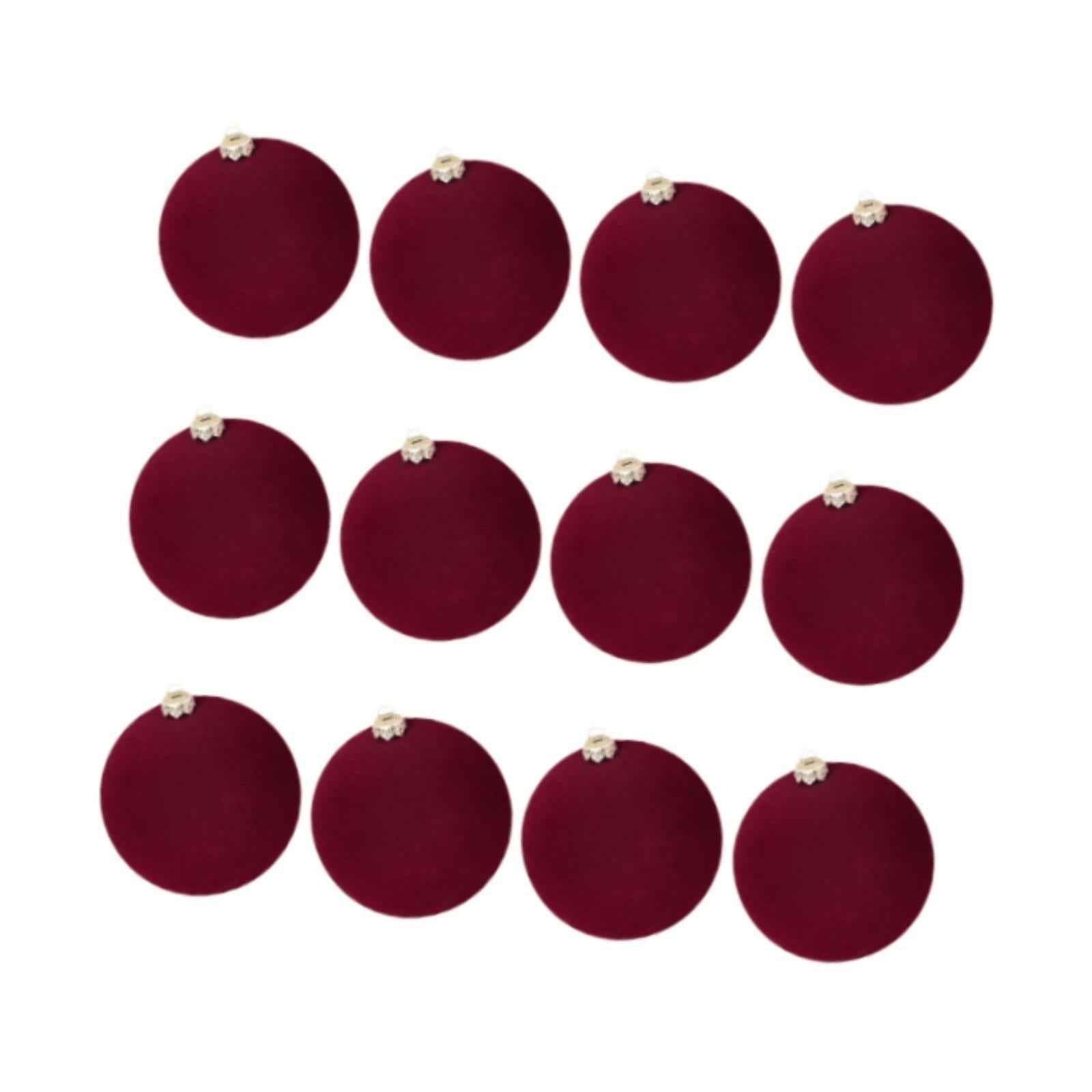 12 Pieces Flocked Christmas Ball Ornaments Christmas Decorationsshatterproof All Burgundy