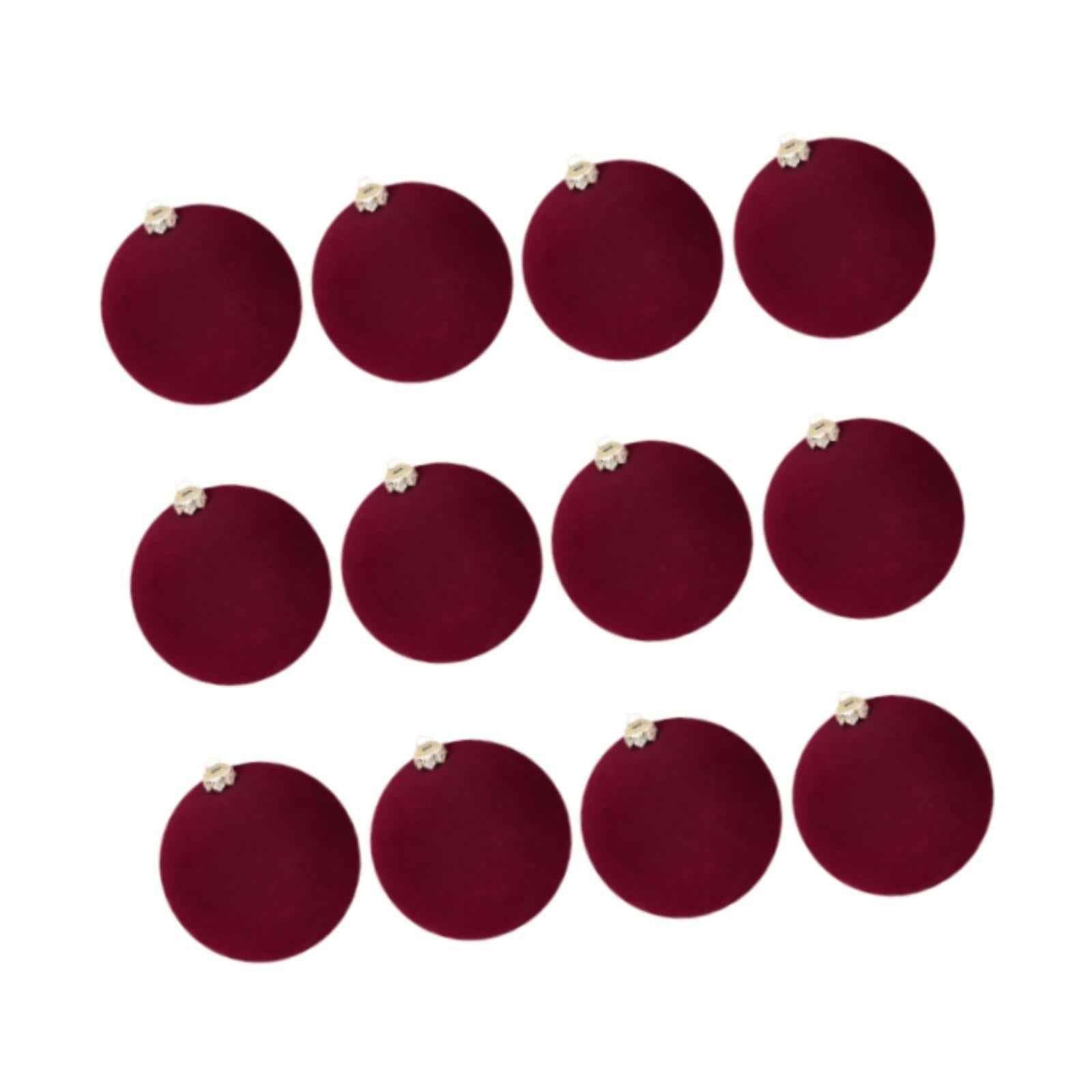 12 Pieces Flocked Christmas Ball Ornaments Christmas Decorationsshatterproof All Burgundy