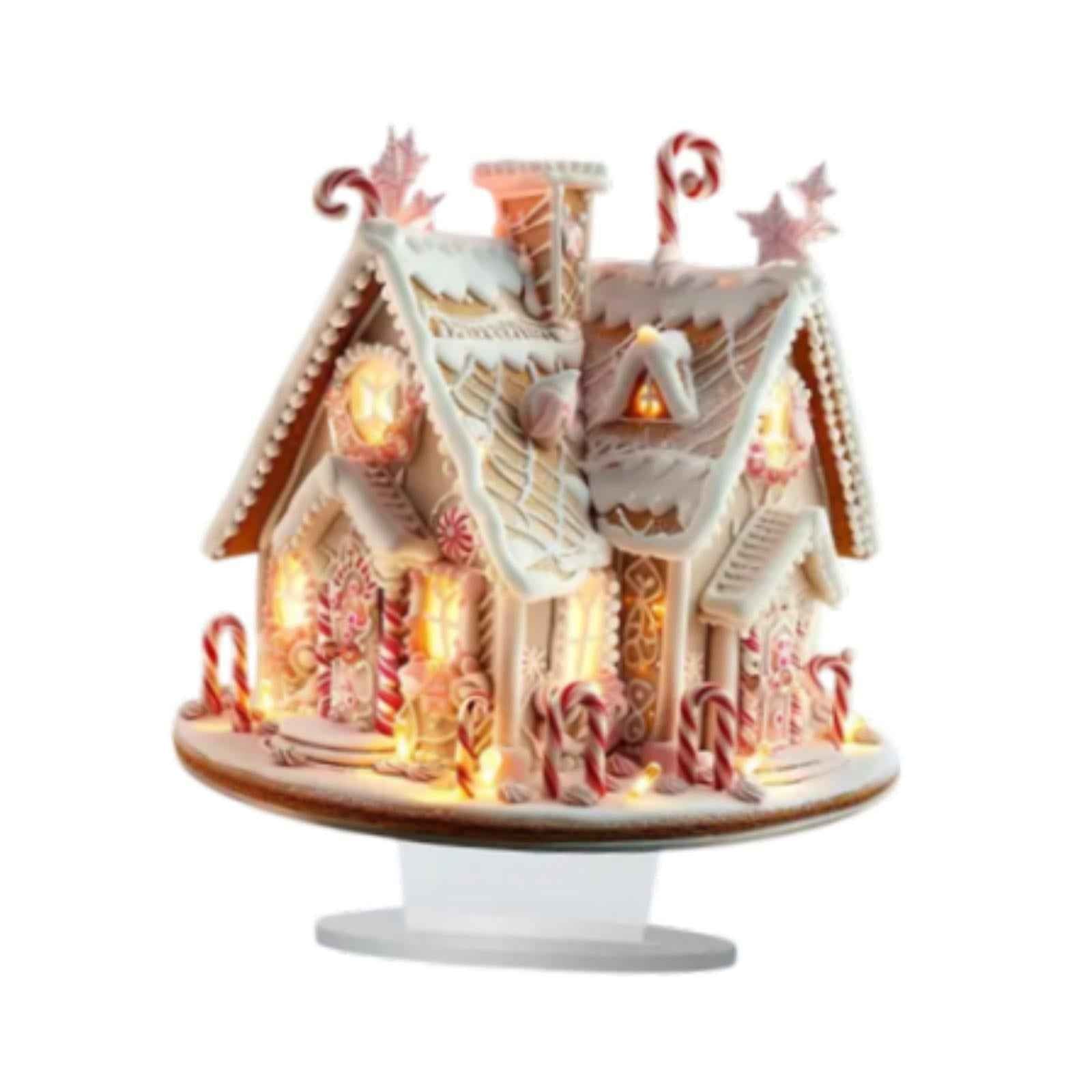Xmas Gingerbread House Statue Christmas Decoration for Winter Display Indoor