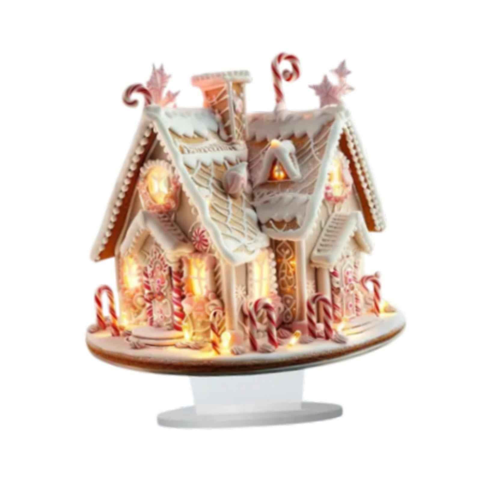 Xmas Gingerbread House Statue Christmas Decoration for Winter Display Indoor