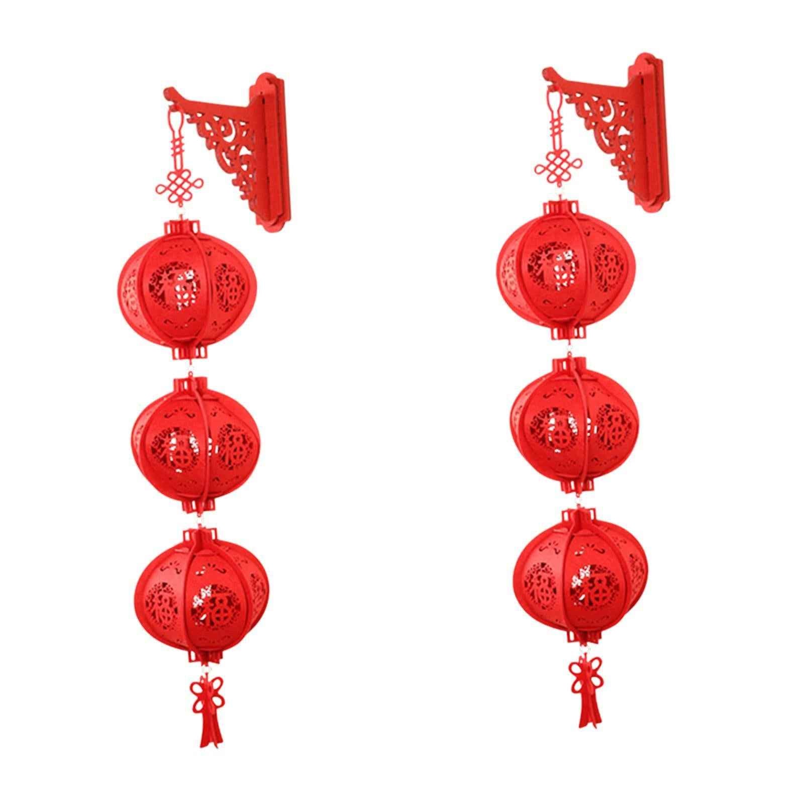2Pcs Red Chinese Lanterns 2025 New Year Lanterns for Home Wedding Restaurant 26cmx85cm
