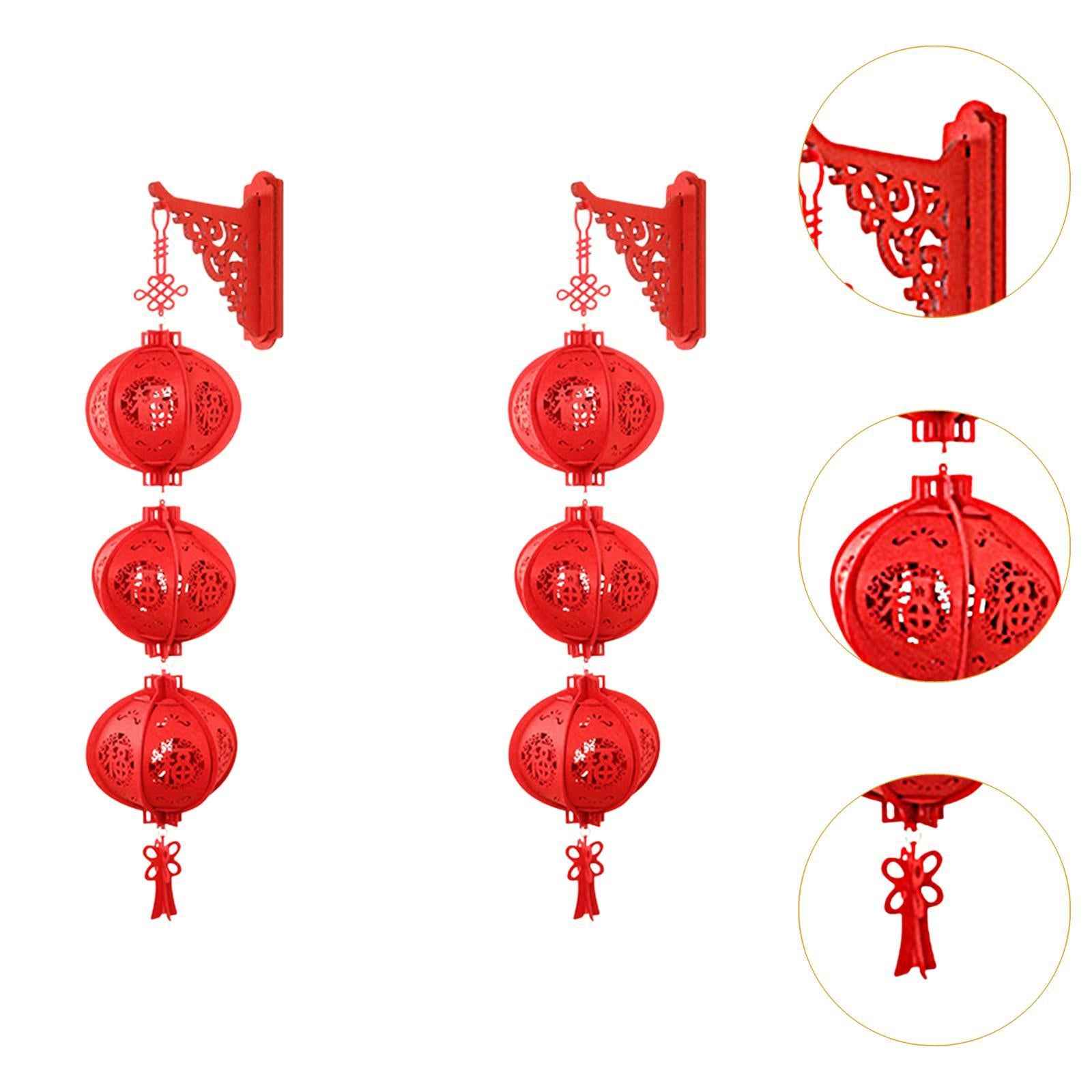 2Pcs Red Chinese Lanterns 2025 New Year Lanterns for Home Wedding Restaurant 26cmx85cm