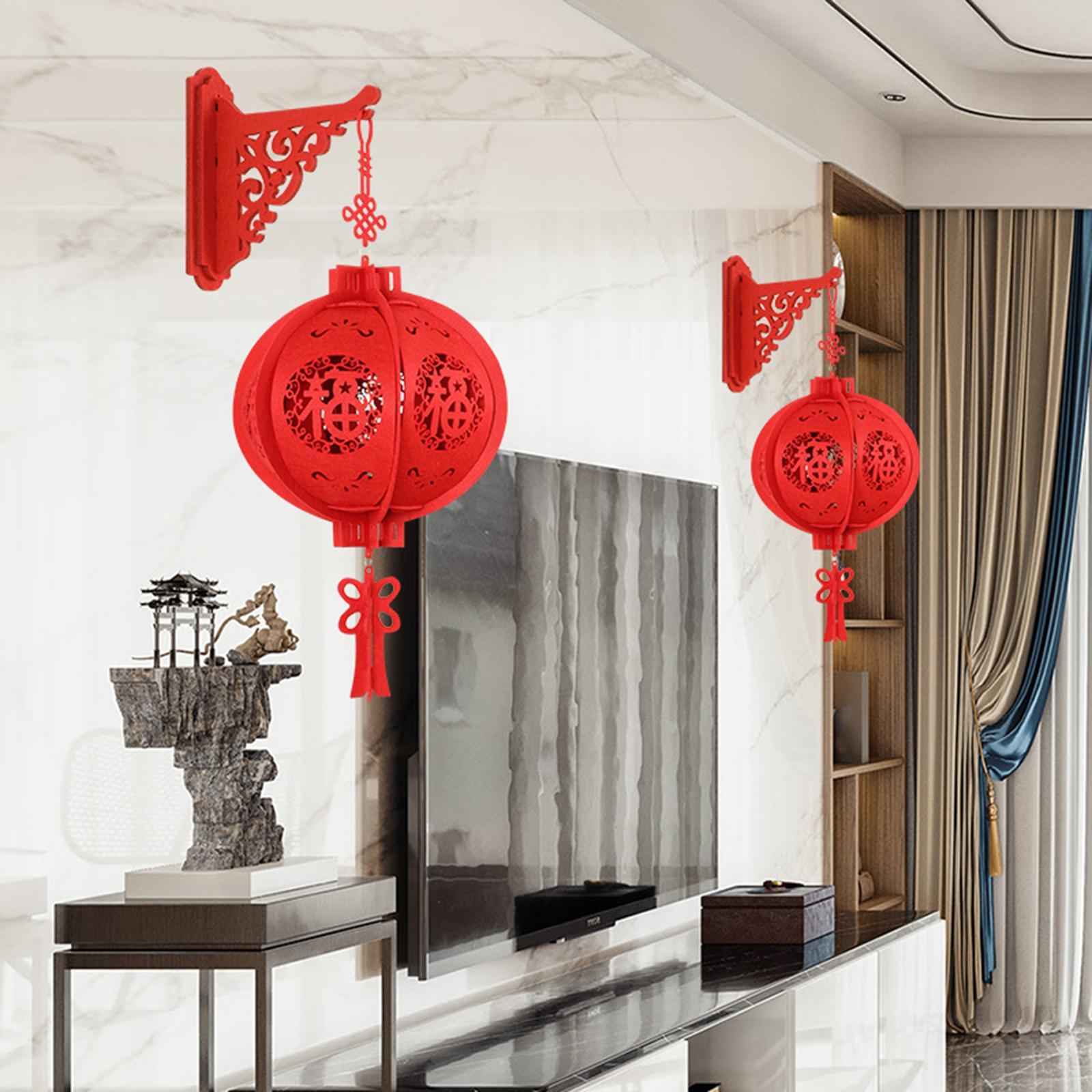 2Pcs Red Chinese Lanterns 2025 New Year Lanterns for Home Wedding Restaurant 26cmx85cm