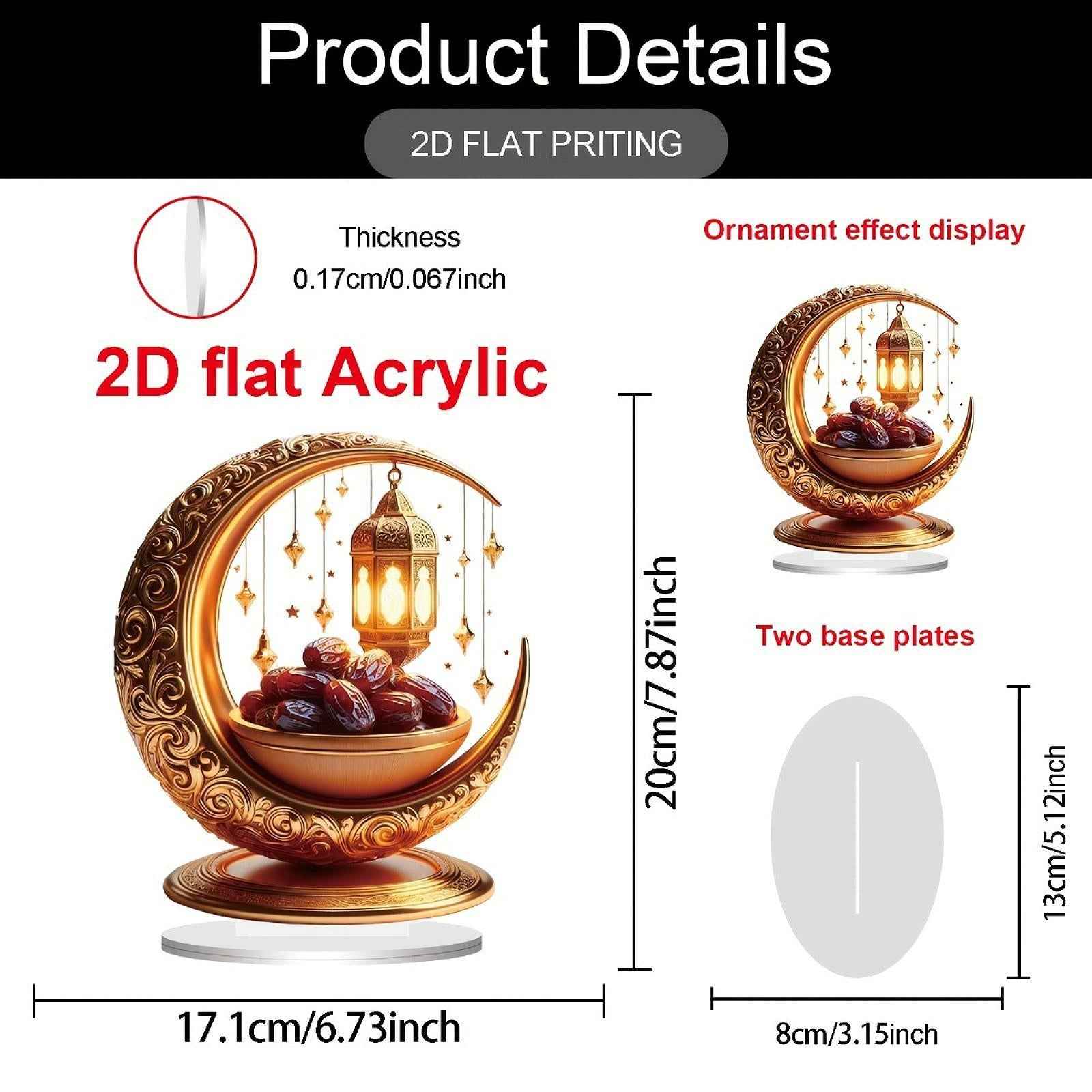 Ramadan Moon Light Acrylic Eid Mubarak Night Light for Party Restaurant Home Style A