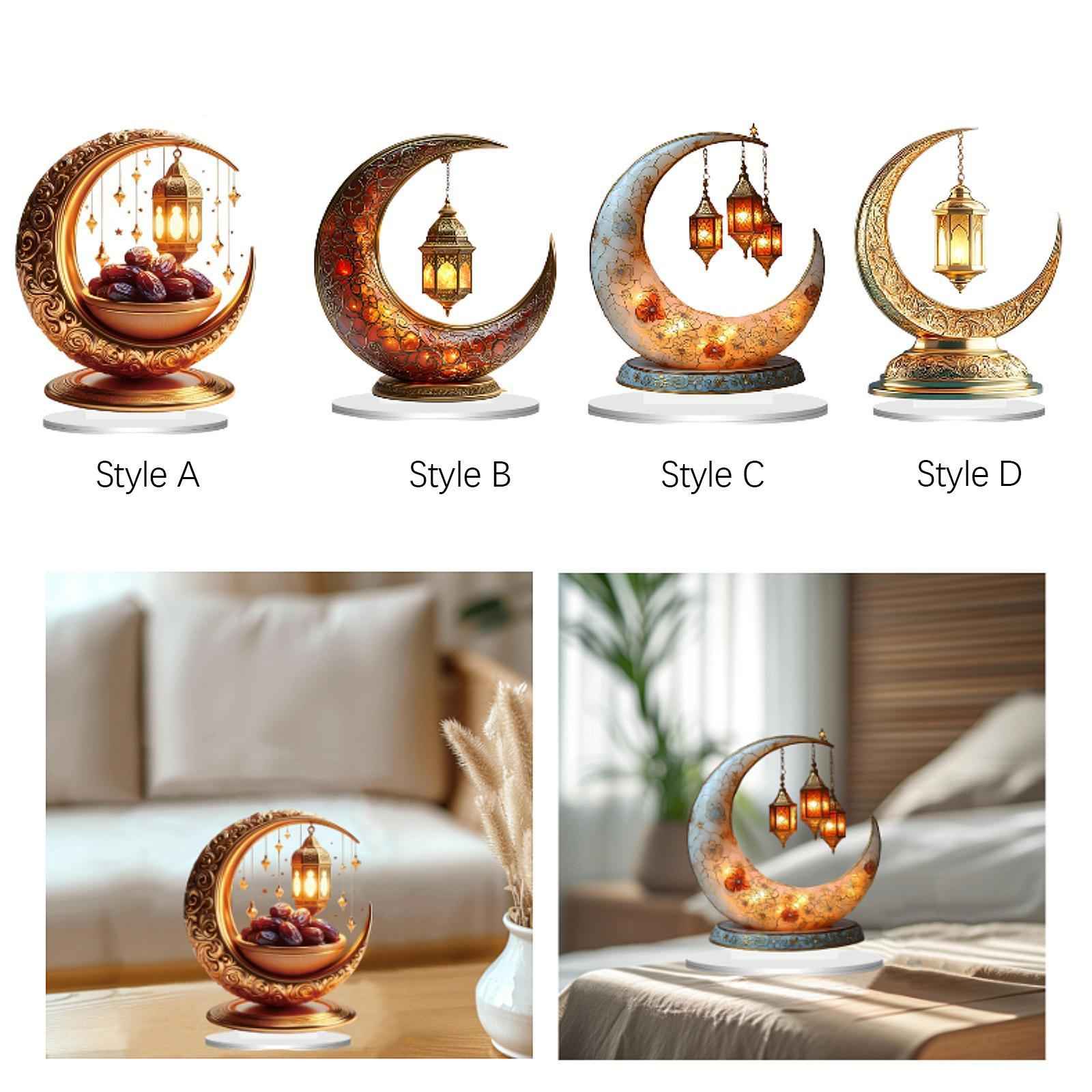 Ramadan Moon Light Acrylic Eid Mubarak Night Light for Party Restaurant Home Style A