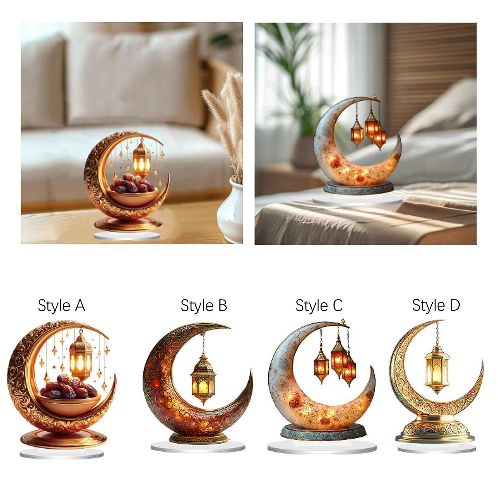 Ramadan Moon Light Acrylic Eid Mubarak Night Light for Party Restaurant Home Style A