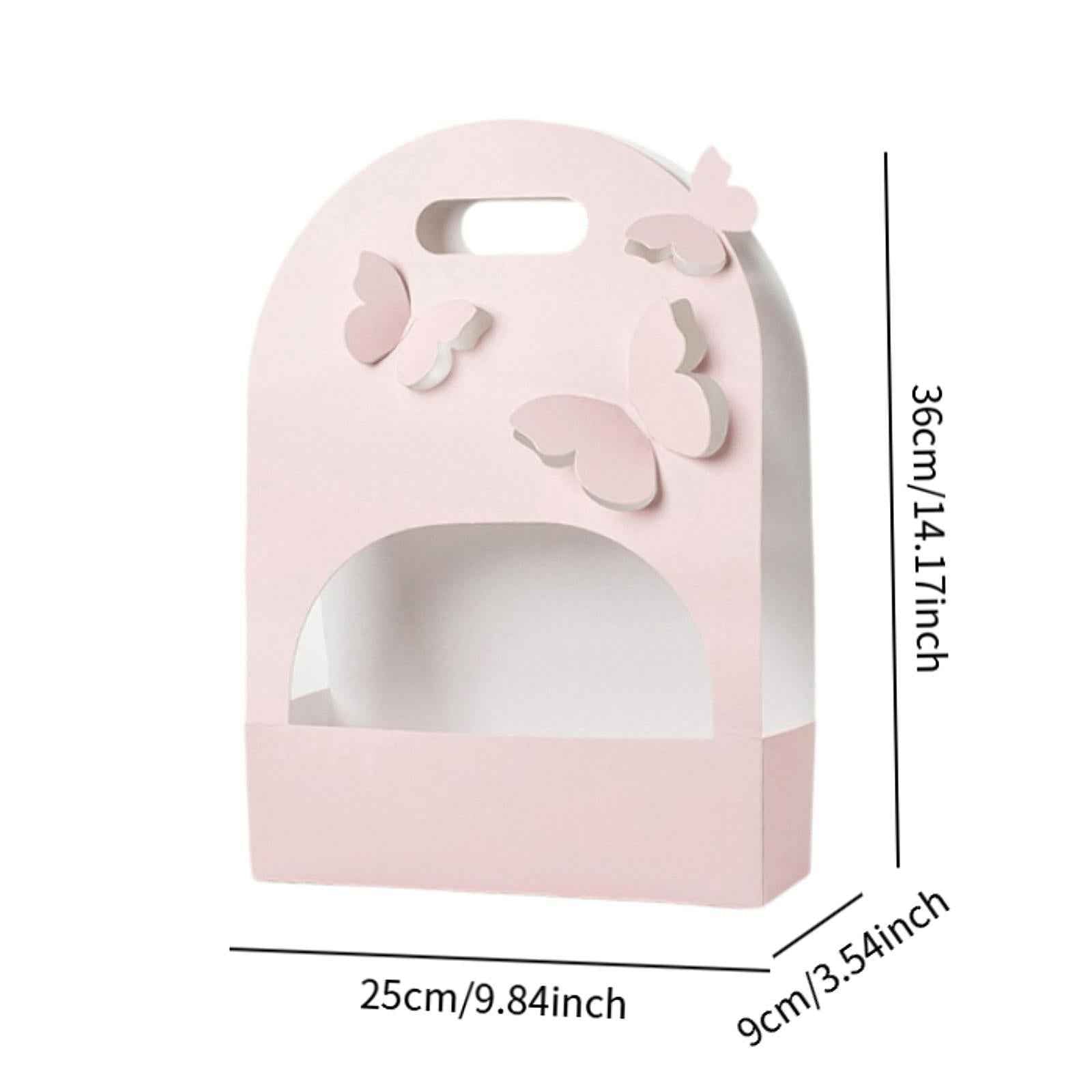 10 Pieces 3D Butterfly Flower Box Paper Flower Box for Party Wedding Bouquet Pink