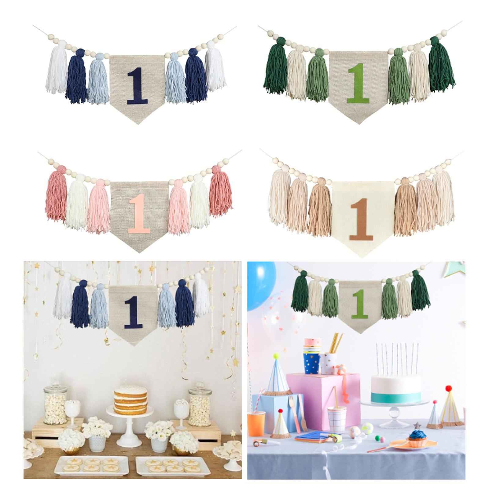 High Chair Banner 1ST Birthday Decoration for Party Kids Room Decor Birthday blue