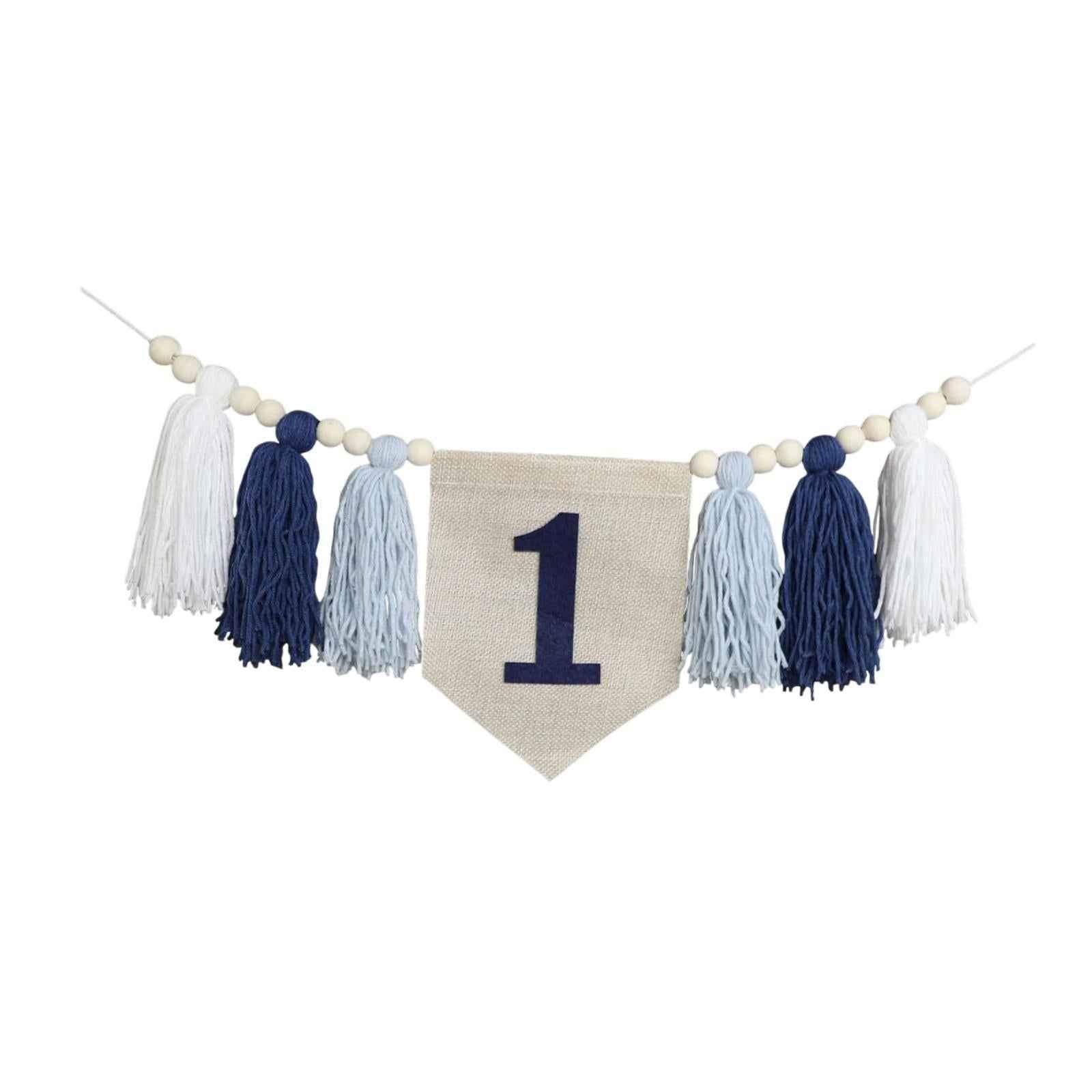 High Chair Banner 1ST Birthday Decoration for Party Kids Room Decor Birthday blue