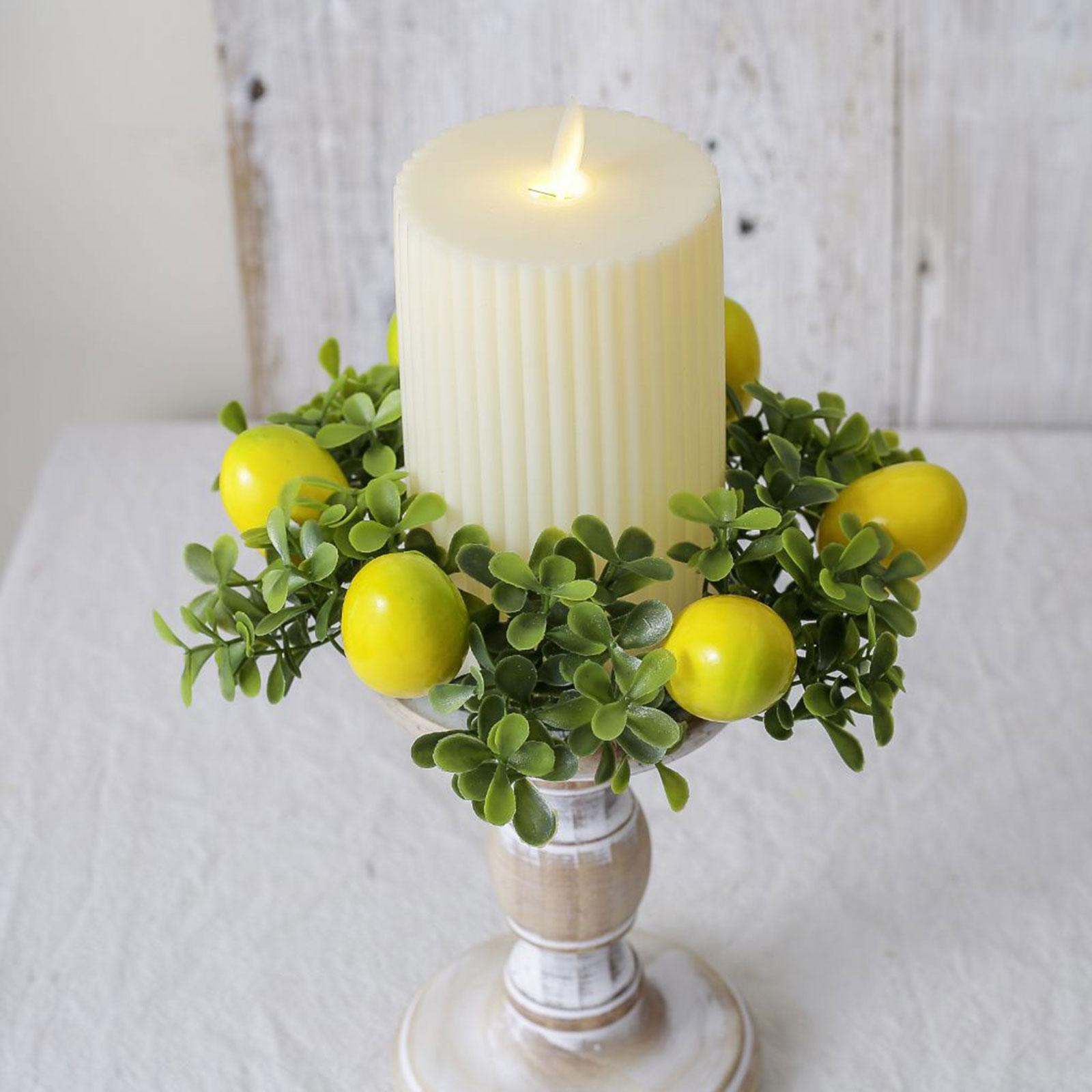 Artificial Lemon Candle Ring Decor Garland for Living Room Kitchen