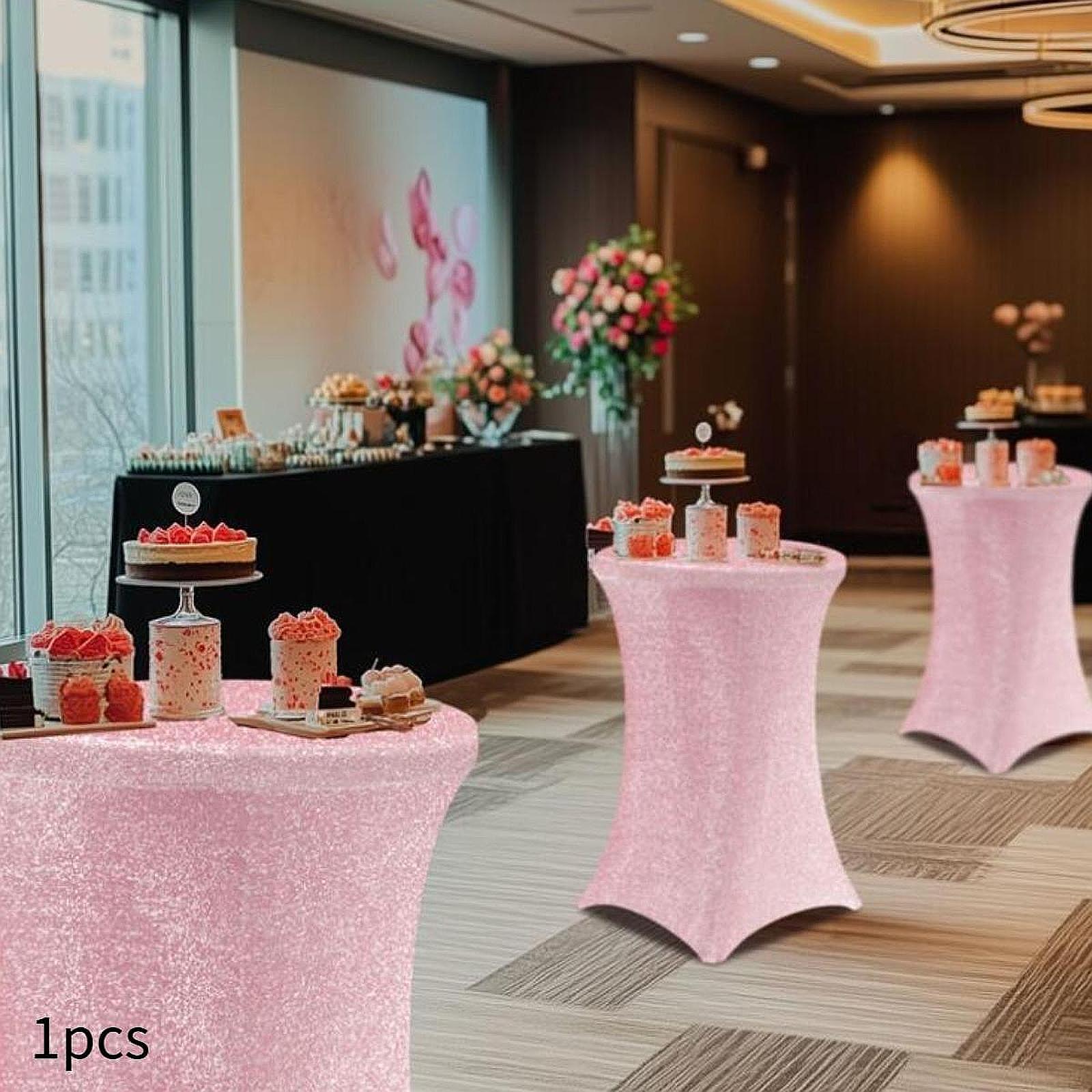 Cocktail Tablecloth Easy to Install Table Cover for Banquet Event Receptions Pink