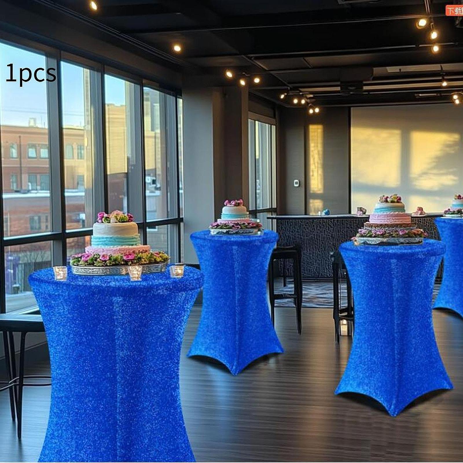 Cocktail Tablecloth Easy to Install Table Cover for Banquet Event Receptions Blue