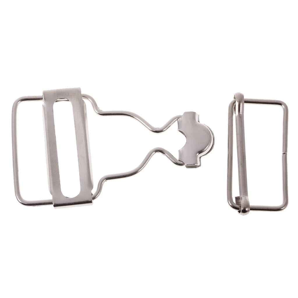 Set of 6 Dungaree Fasteners Clip/Brace Buckles for Suspenders 3.2cm Silver