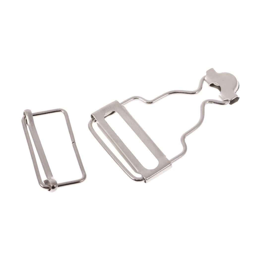 Set of 6 Dungaree Fasteners Clip/Brace Buckles for Suspenders 3.2cm Silver