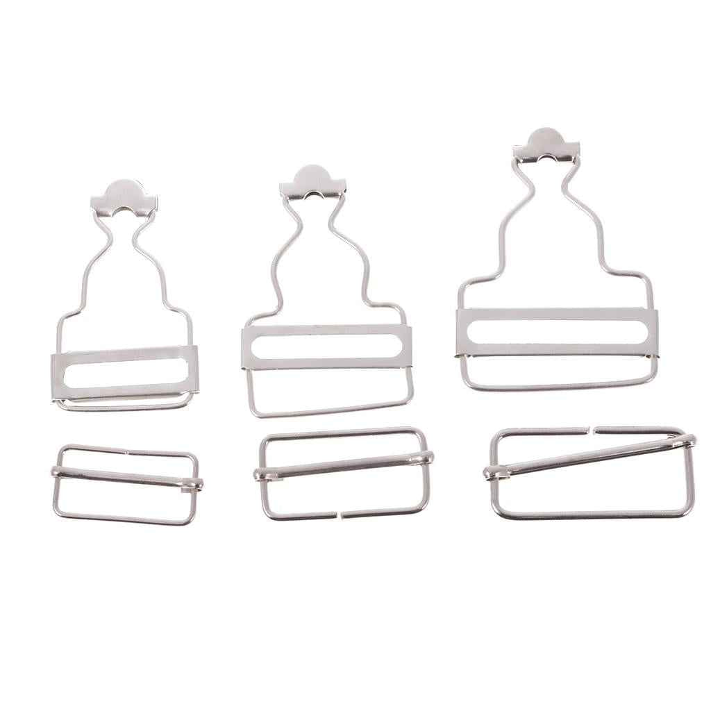 Set of 6 Dungaree Fasteners Clip/Brace Buckles for Suspenders 3.2cm Silver