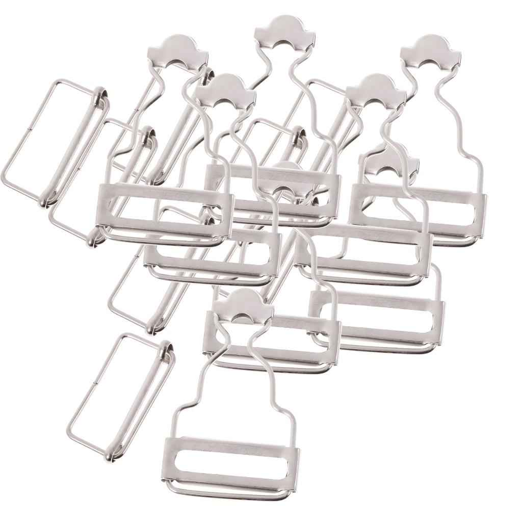 Set of 6 Dungaree Fasteners Clip/Brace Buckles for Suspenders 3.2cm Silver