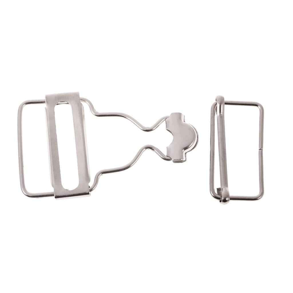 Set of 6 Dungaree Fasteners Clip/Brace Buckles for Suspenders 3.2cm Silver