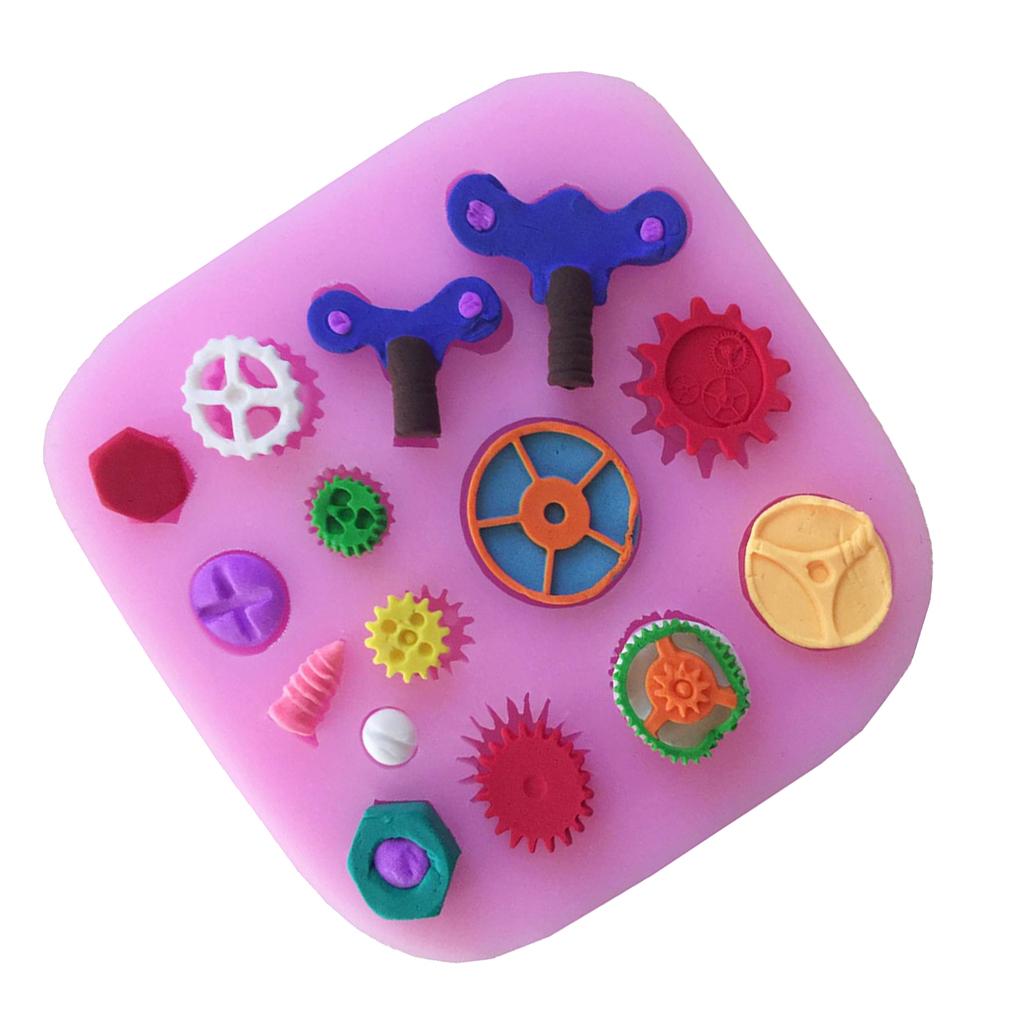 4xSilicone Fondant Cake Mold Sugarcraft Cake Decorating Mould Gear Screw Shape