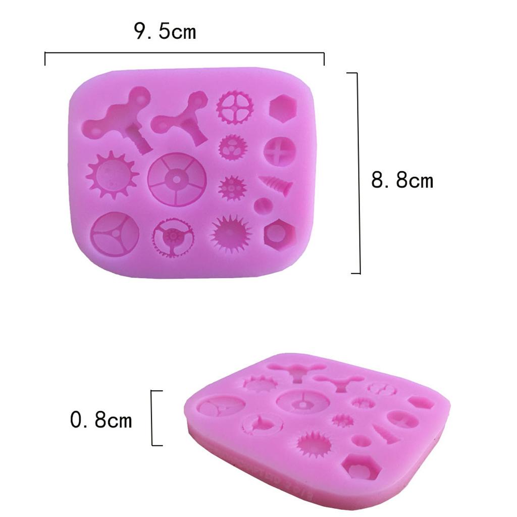 2xSilicone Fondant Cake Mold Sugarcraft Cake Decorating Mould Gear Screw Shape