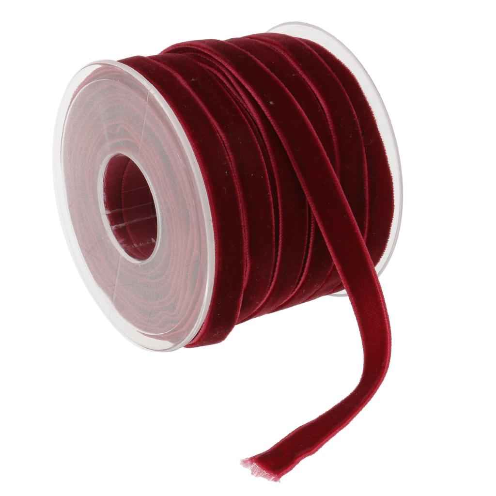 20 Yard 10mm Wide Velvet Ribbon Roll for Crafts wine red