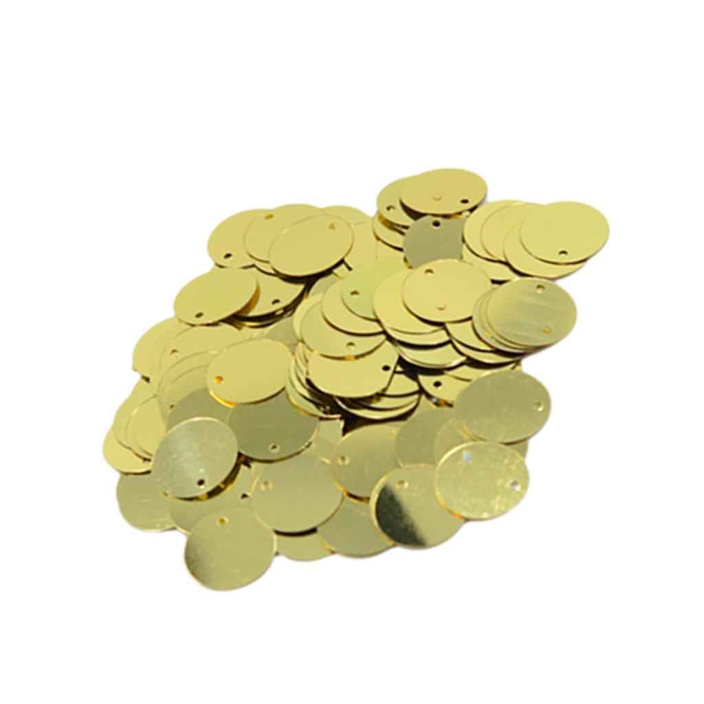 Pack of 130PCS Shiny Round Loose Sequins Paillettes Sewing Craft Jewelry Making Costume DIY Home Decor Ornaments 16mm Gold