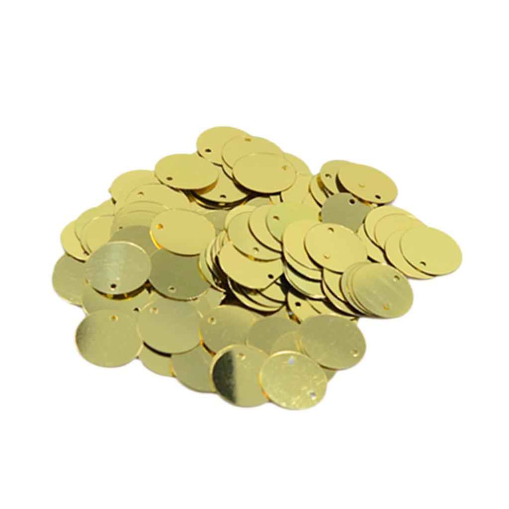 Pack of 130PCS Shiny Round Loose Sequins Paillettes Sewing Craft Jewelry Making Costume DIY Home Decor Ornaments 16mm Gold