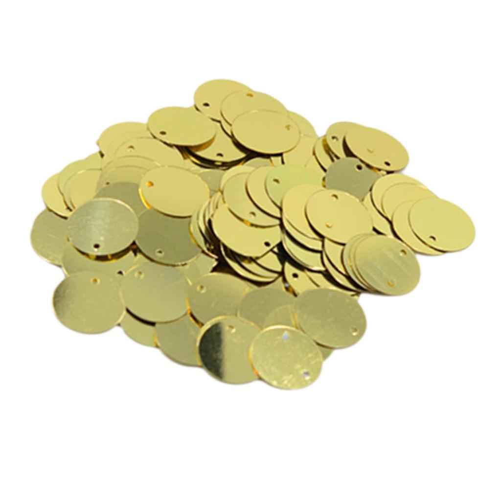 Pack of 130PCS Shiny Round Loose Sequins Paillettes Sewing Craft Jewelry Making Costume DIY Home Decor Ornaments 16mm Gold